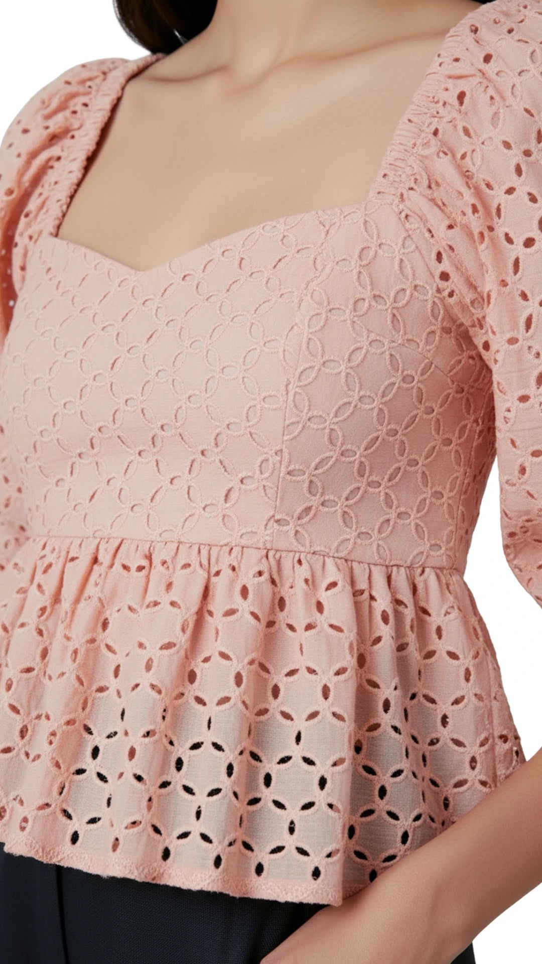 Timeless Allure in Peach: Peach Blossom Lace Dream Blouse