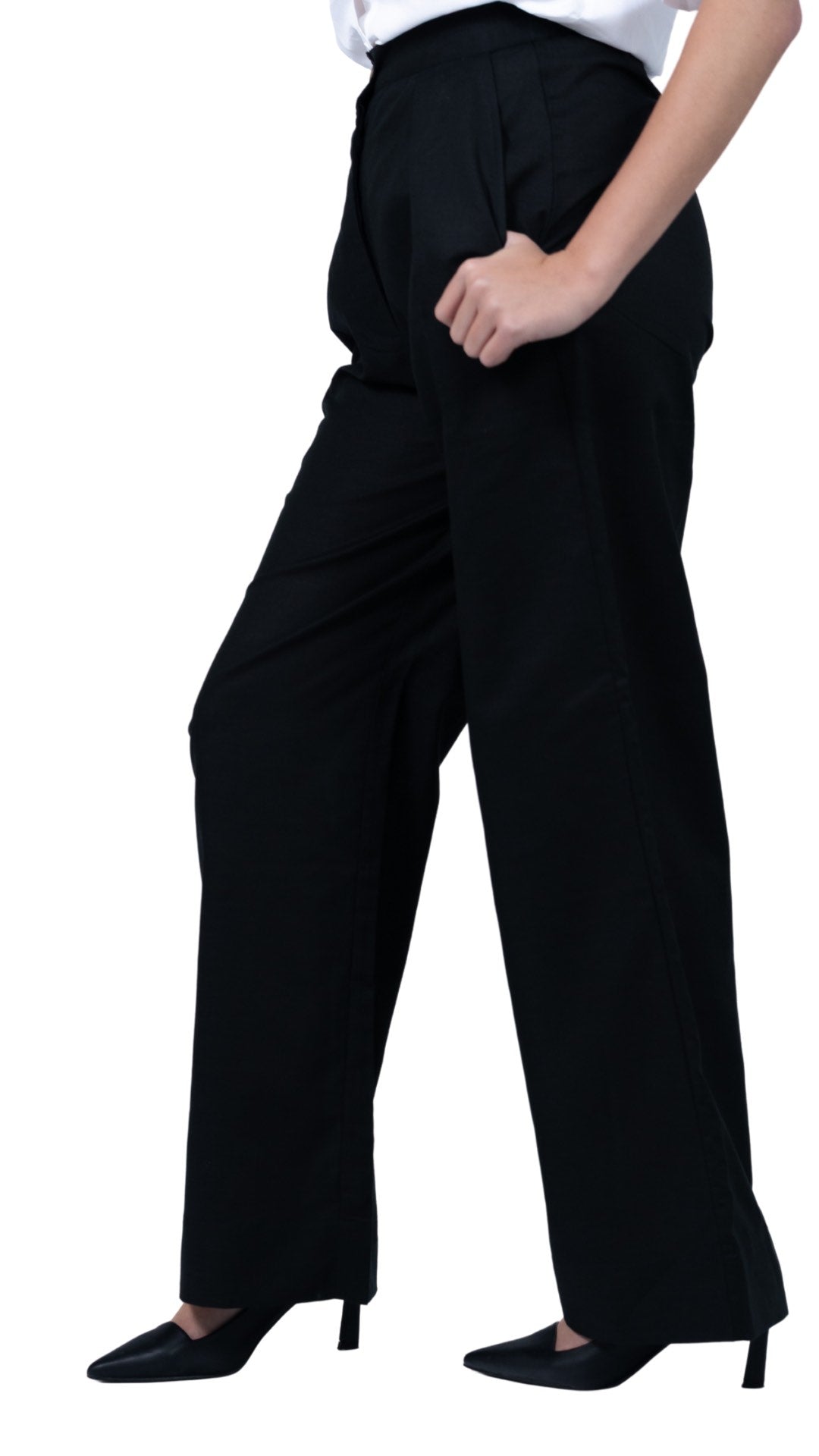 Noir Elegance Wide Leg Trousers – Linen & Cotton | UK Sustainable Fashion