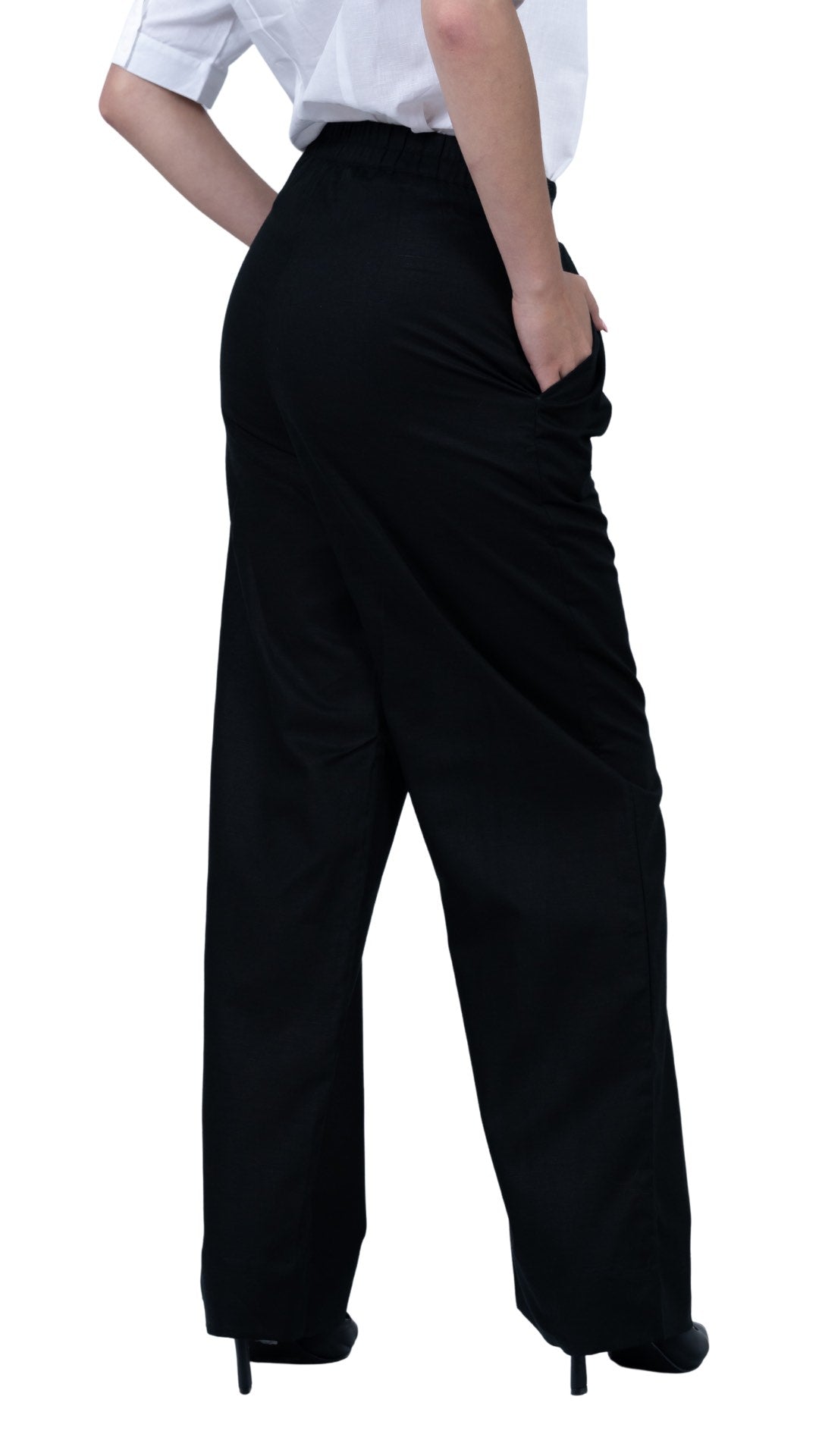 Noir Elegance Wide Leg Trousers – Linen & Cotton | UK Sustainable Fashion