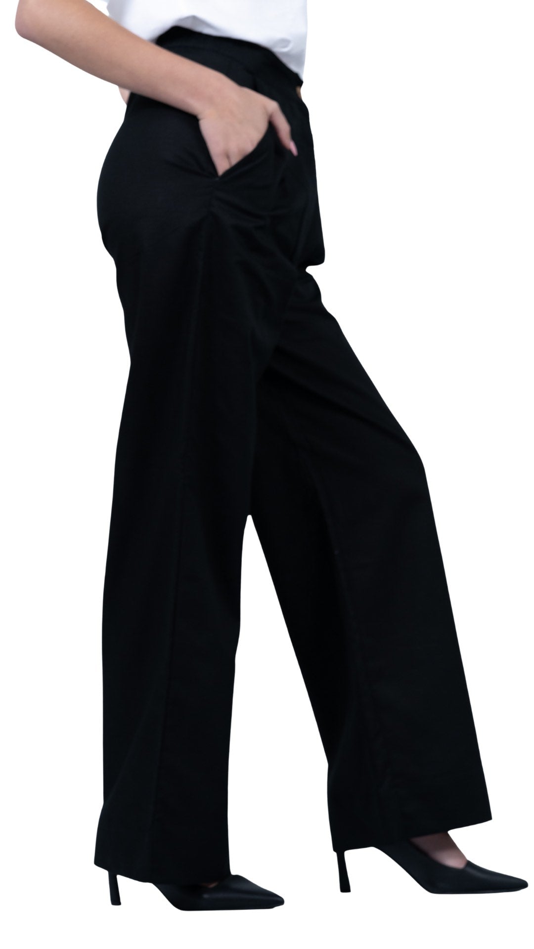 Noir Elegance Wide Leg Trousers – Linen & Cotton | UK Sustainable Fashion