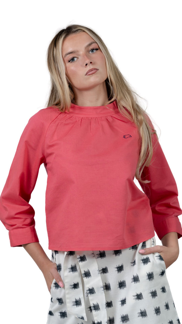 Sustainable Style Staple: Fuchsia High Neck Top