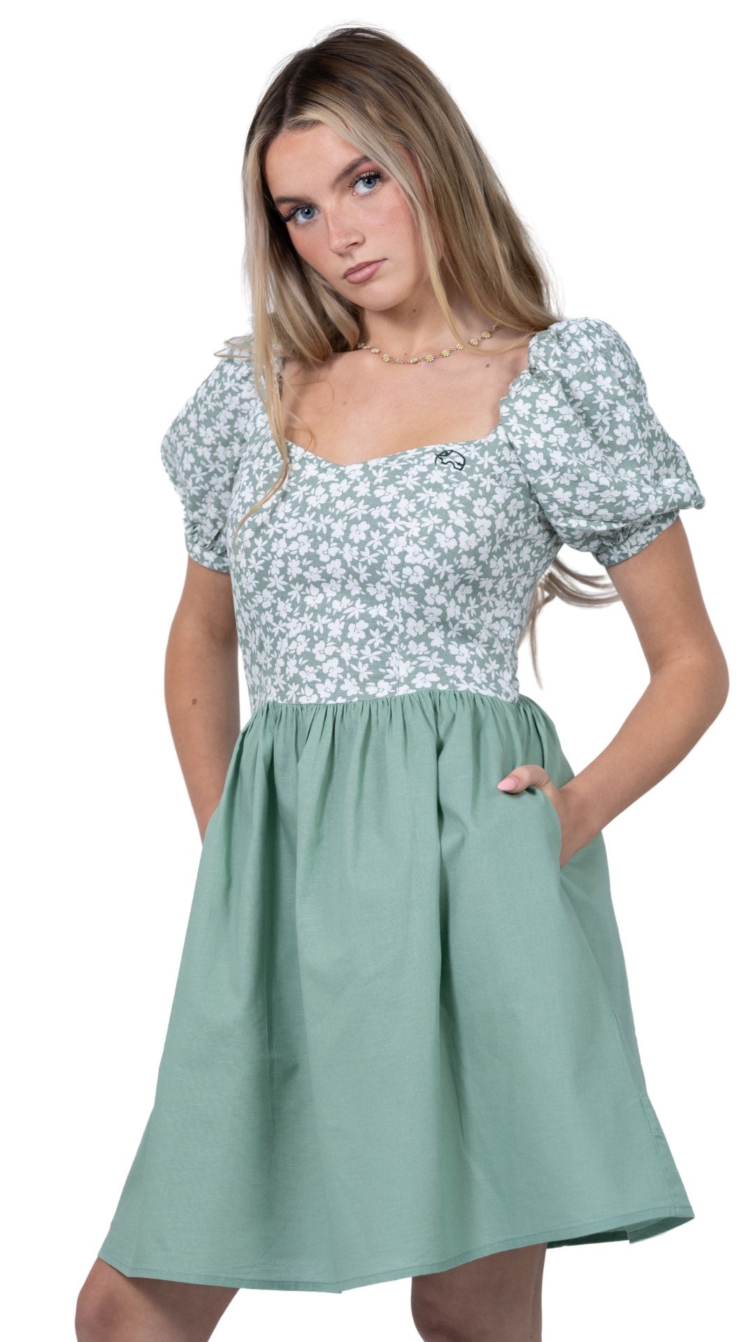 Sirocco Blooms Green Frock Dress