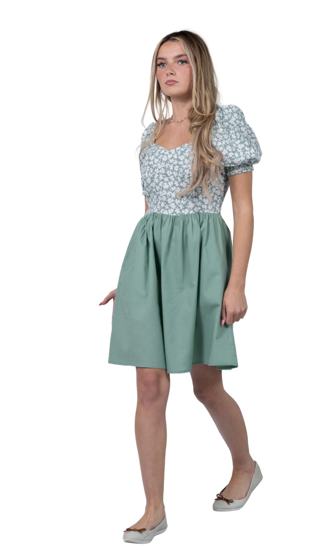 Sirocco Blooms Green Frock Dress