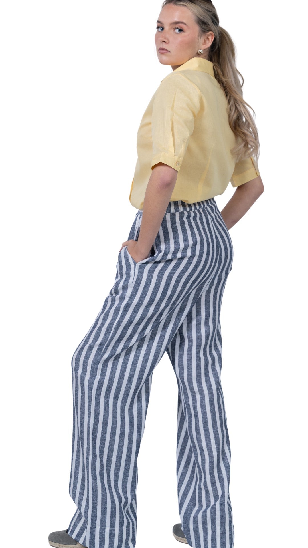 Sunlit Breeze Yellow Linen Cotton Shirt For Women