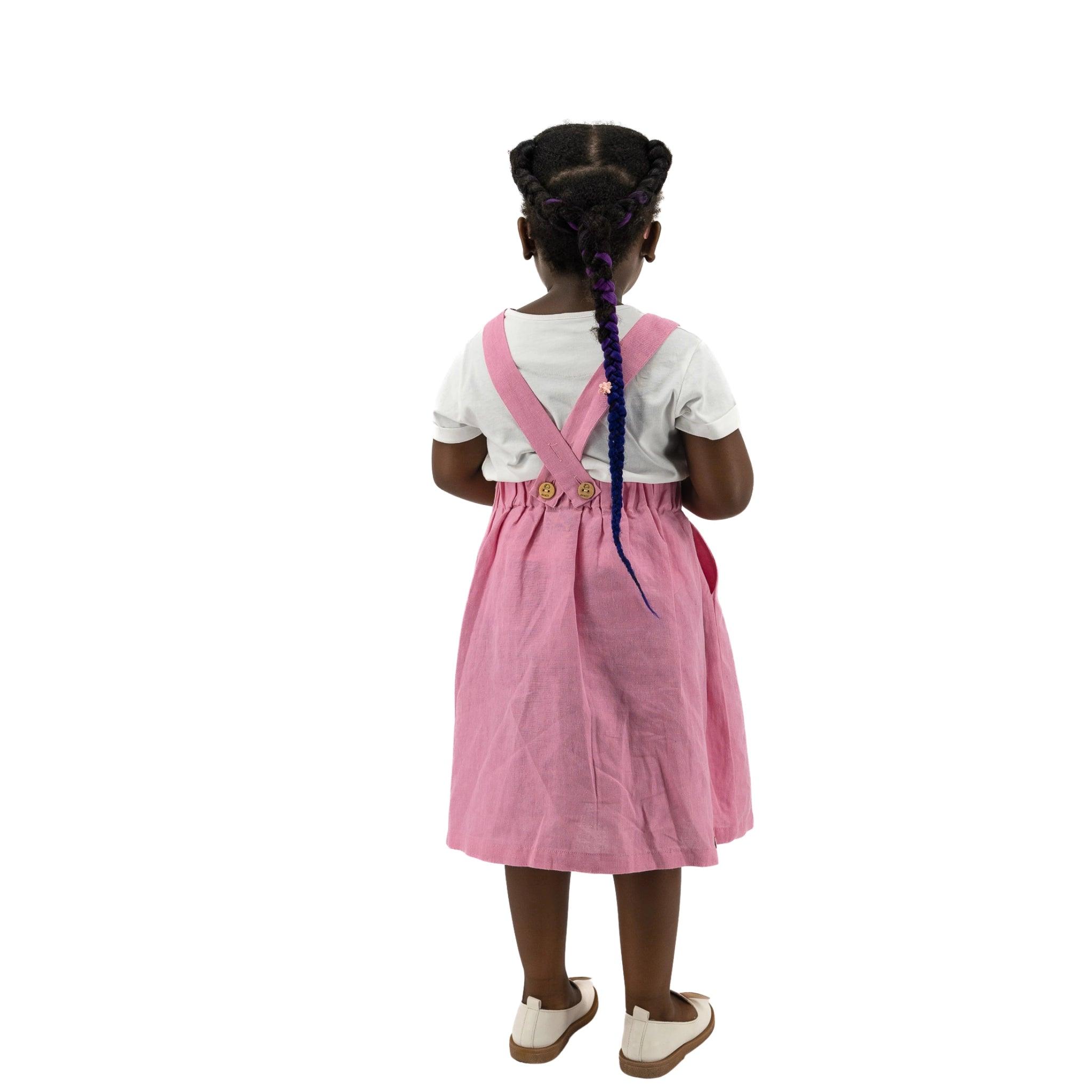 Cashmere Rose Linen Pinafore for Girls - DressKaree