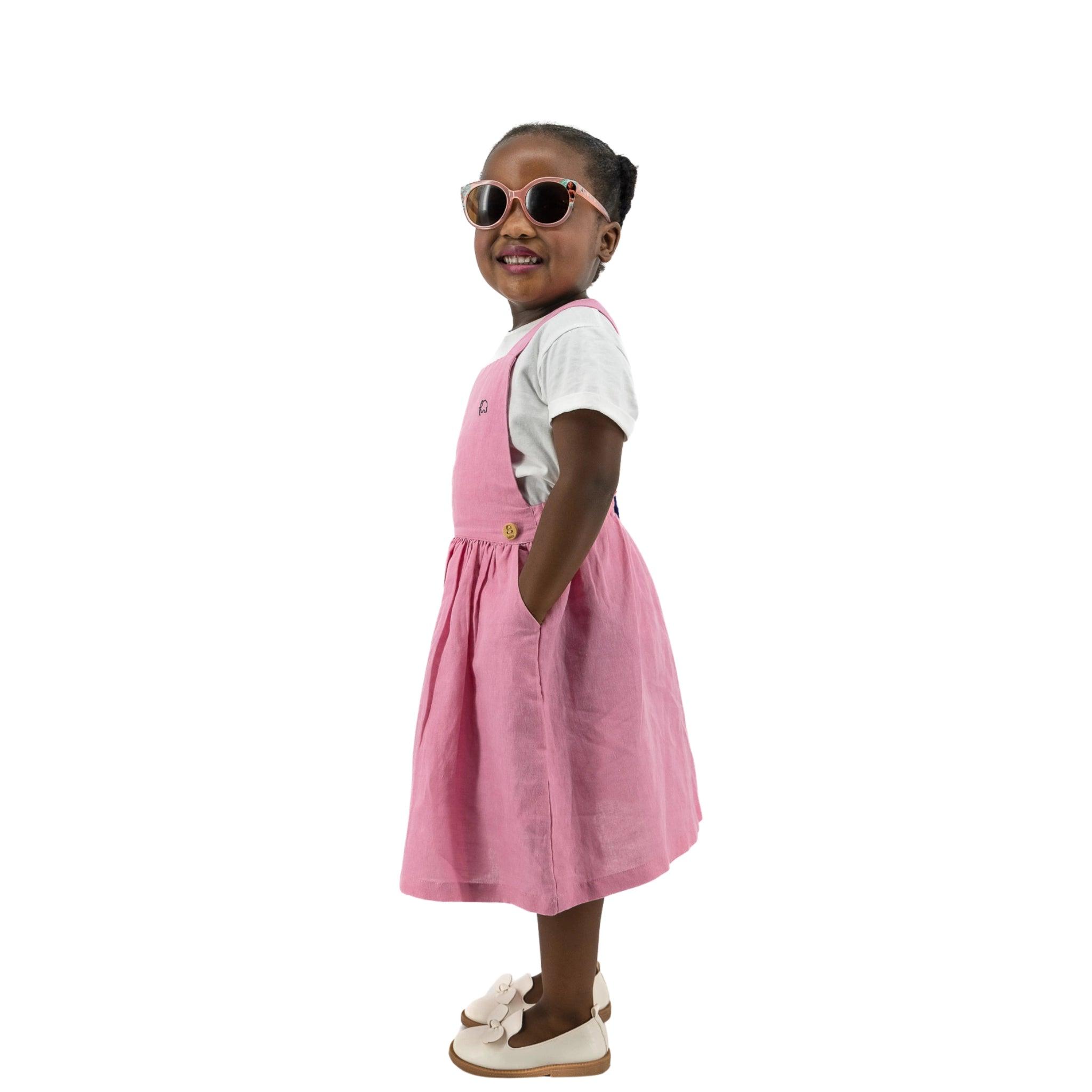 Cashmere Rose Linen Pinafore for Girls - DressKaree