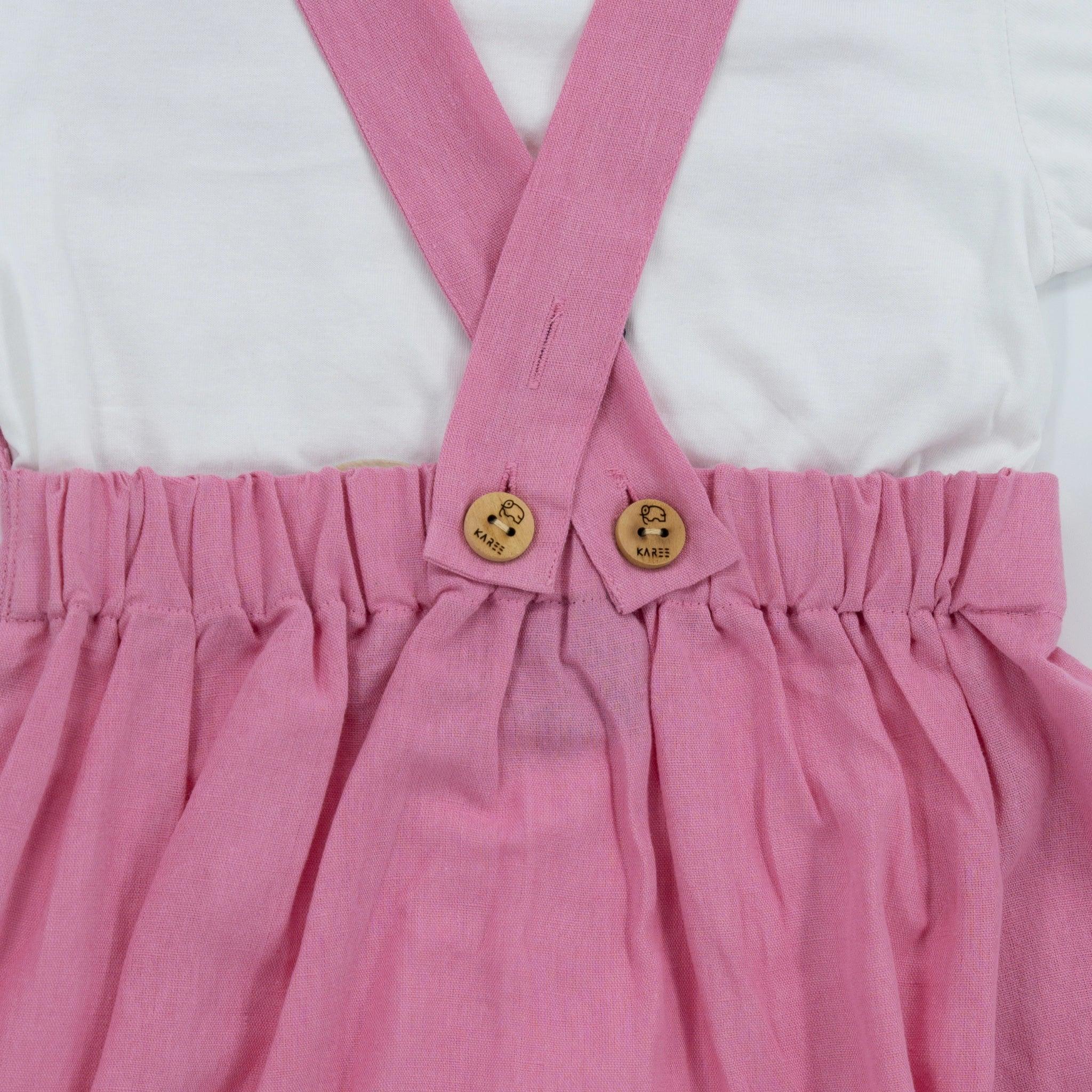 Cashmere Rose Linen Pinafore for Girls - DressKaree