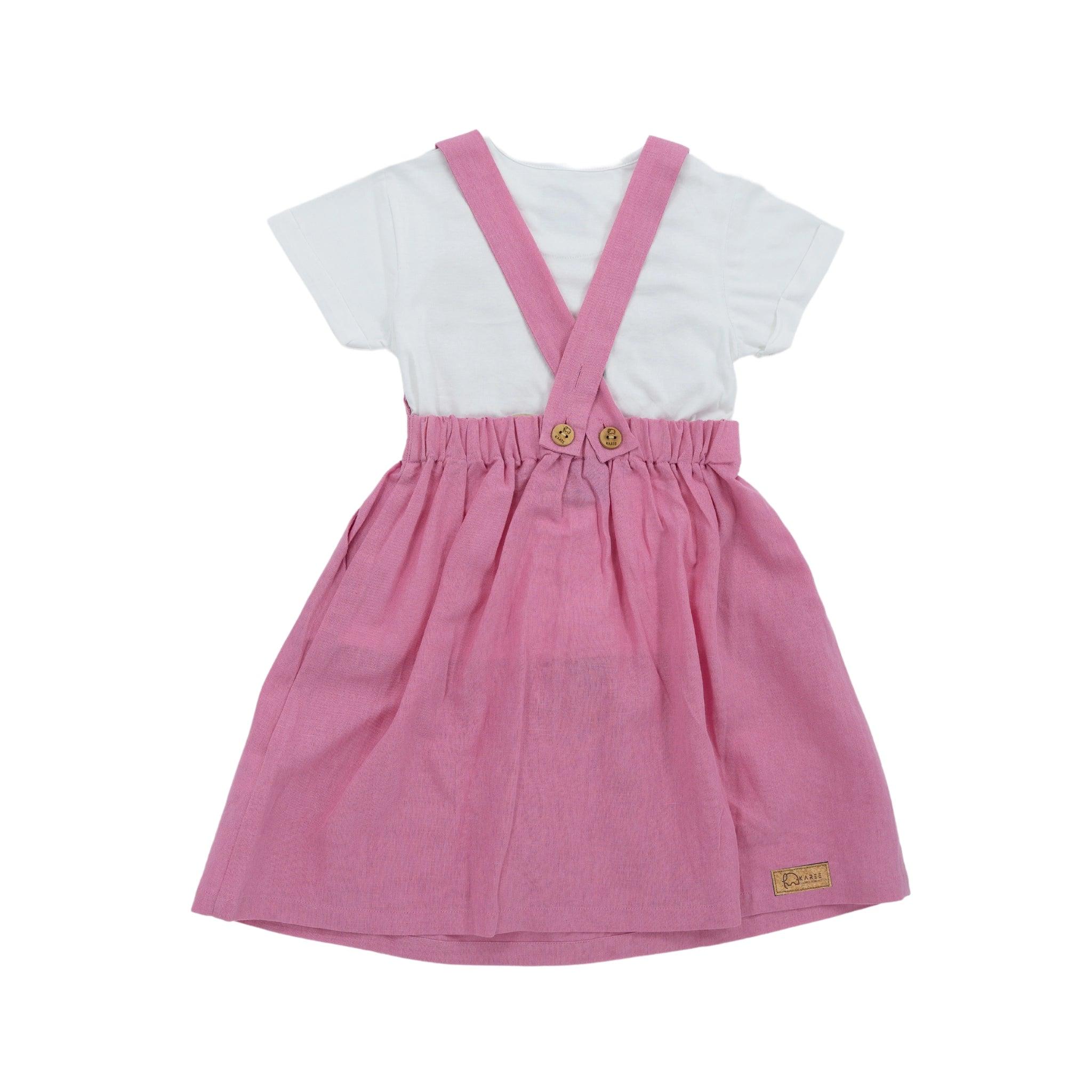 Cashmere Rose Linen Pinafore for Girls - DressKaree