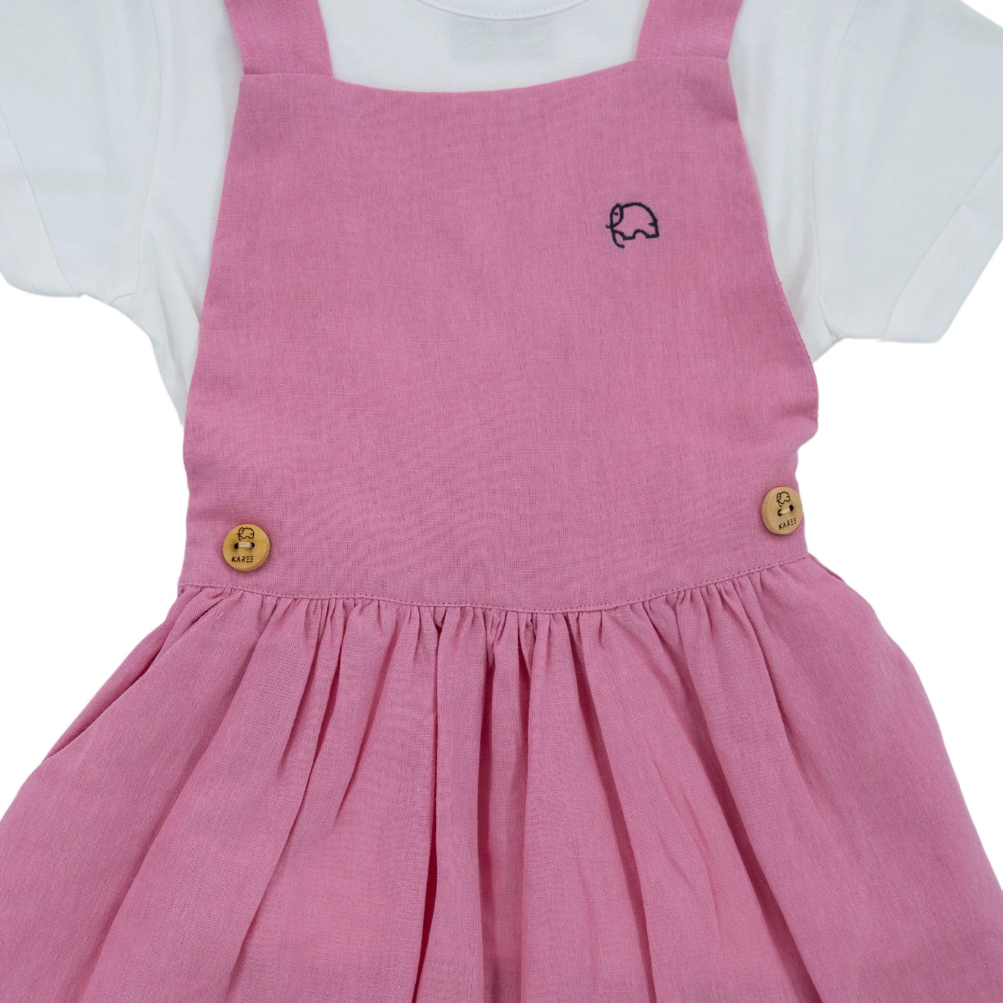 Cashmere Rose Linen Pinafore for Girls - DressKaree