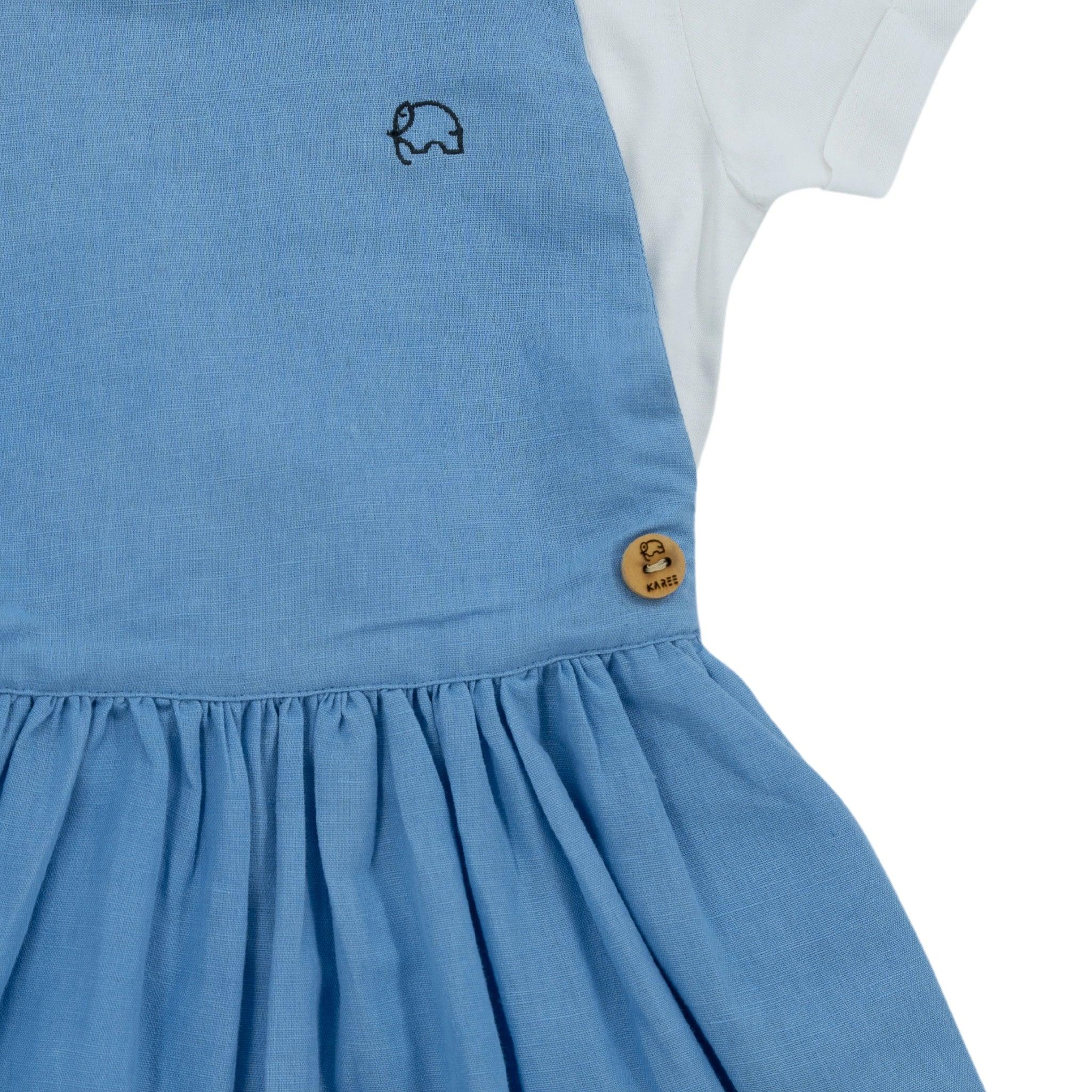 Cerulean Blue Linen Pinafore - DressKaree