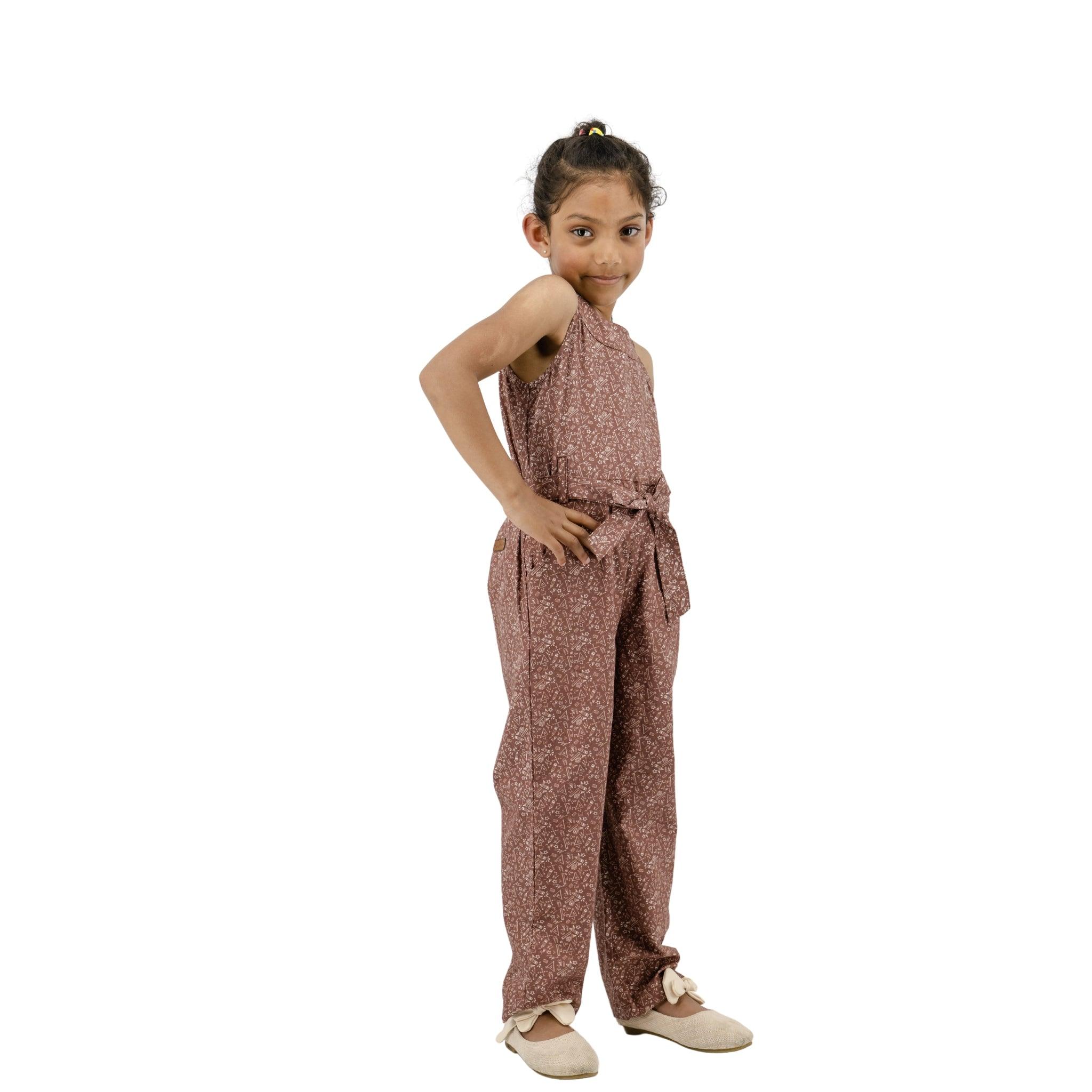 Eco - Friendly Girls' Cocoa Cotton Jumpsuit - JumpsuitsKaree
