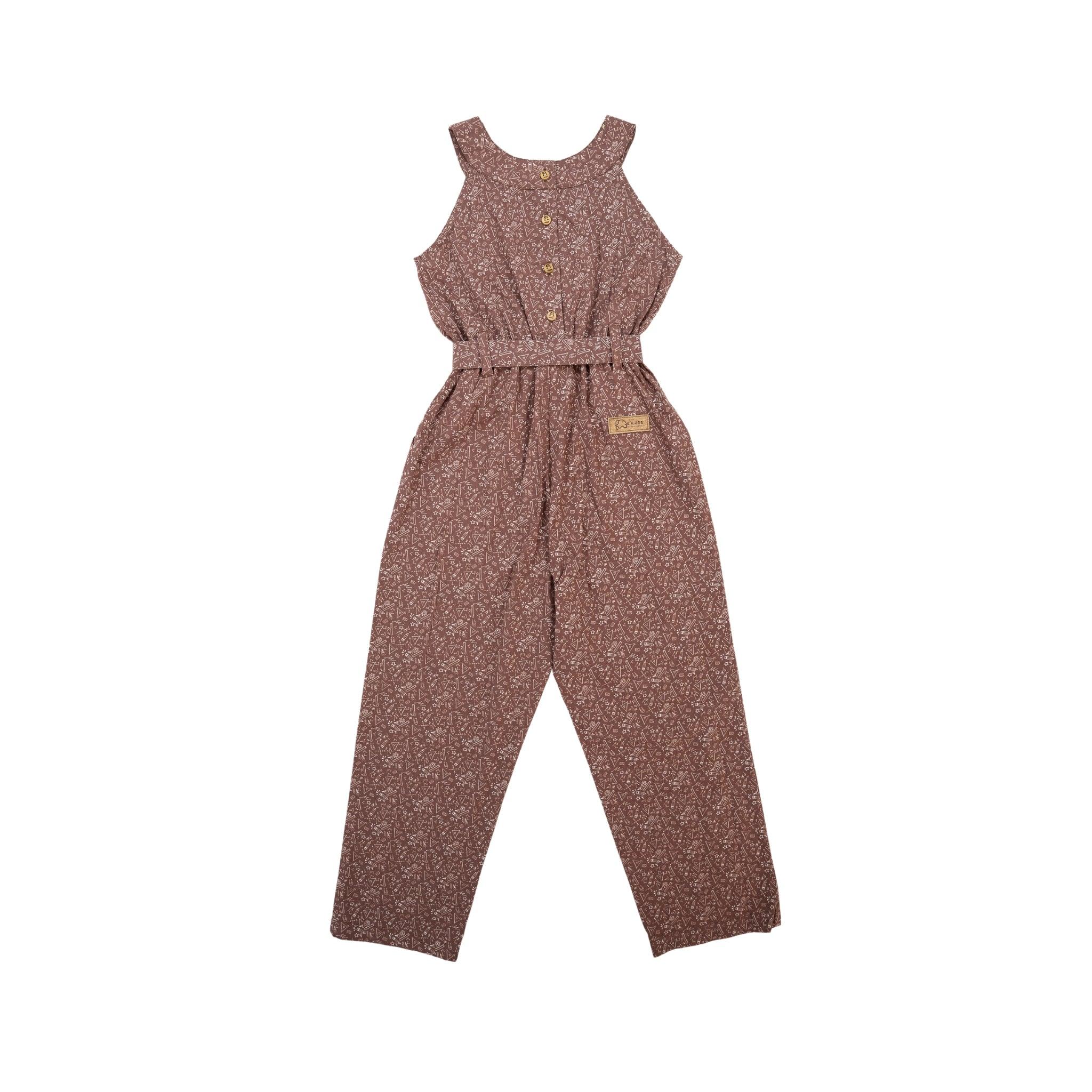 Eco - Friendly Girls' Cocoa Cotton Jumpsuit - JumpsuitsKaree