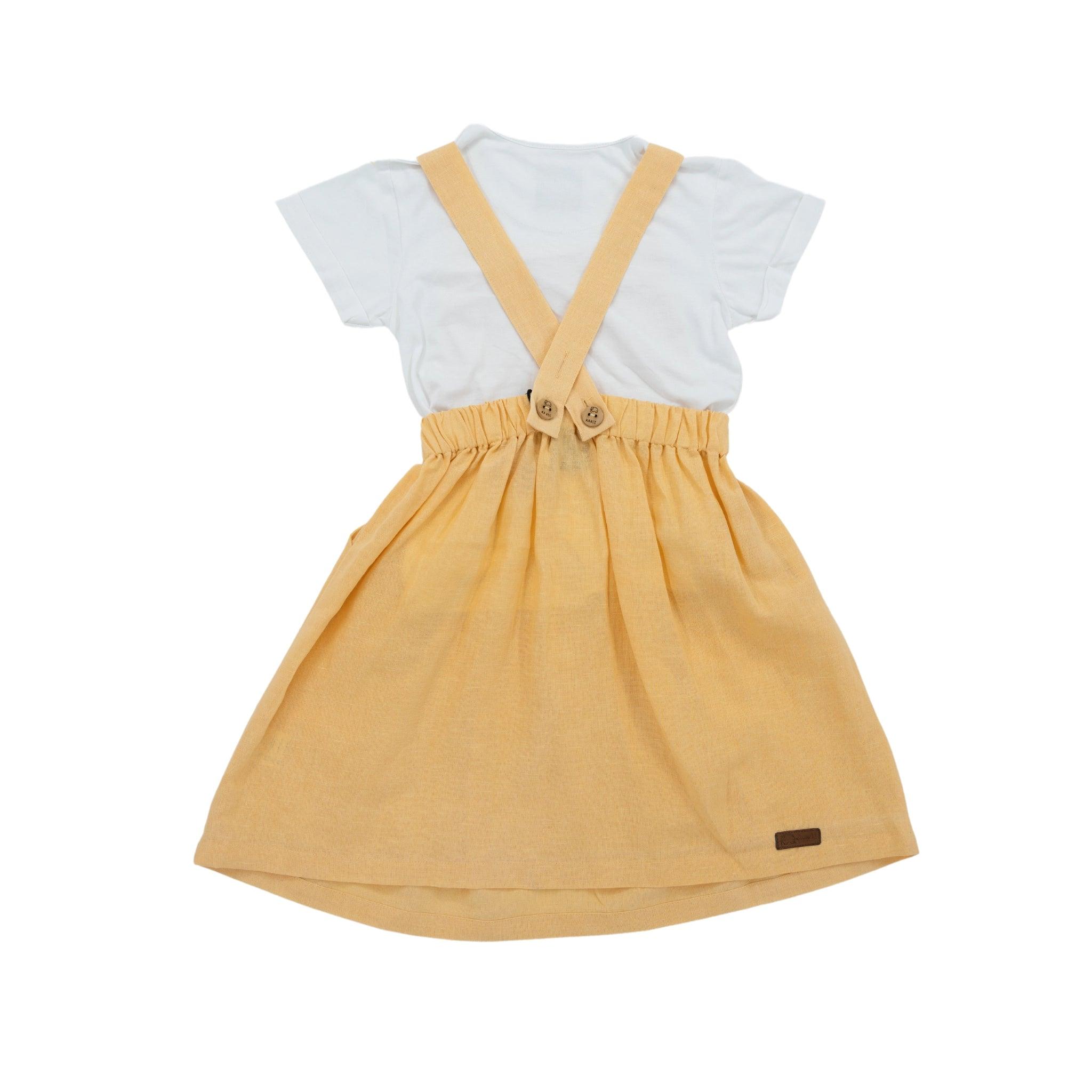 Elegant Golden Fleece Linen Pinafore - DressKaree