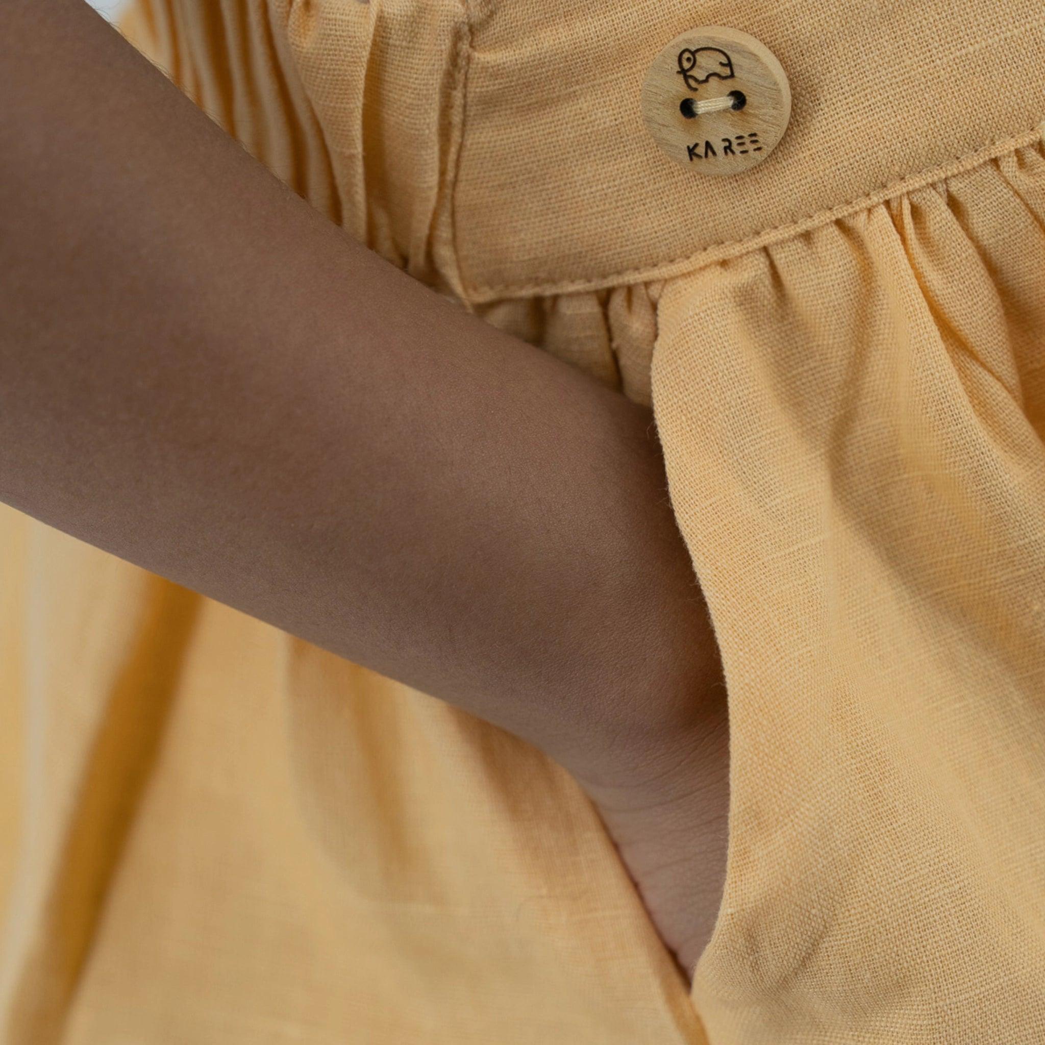 Elegant Golden Fleece Linen Pinafore - DressKaree