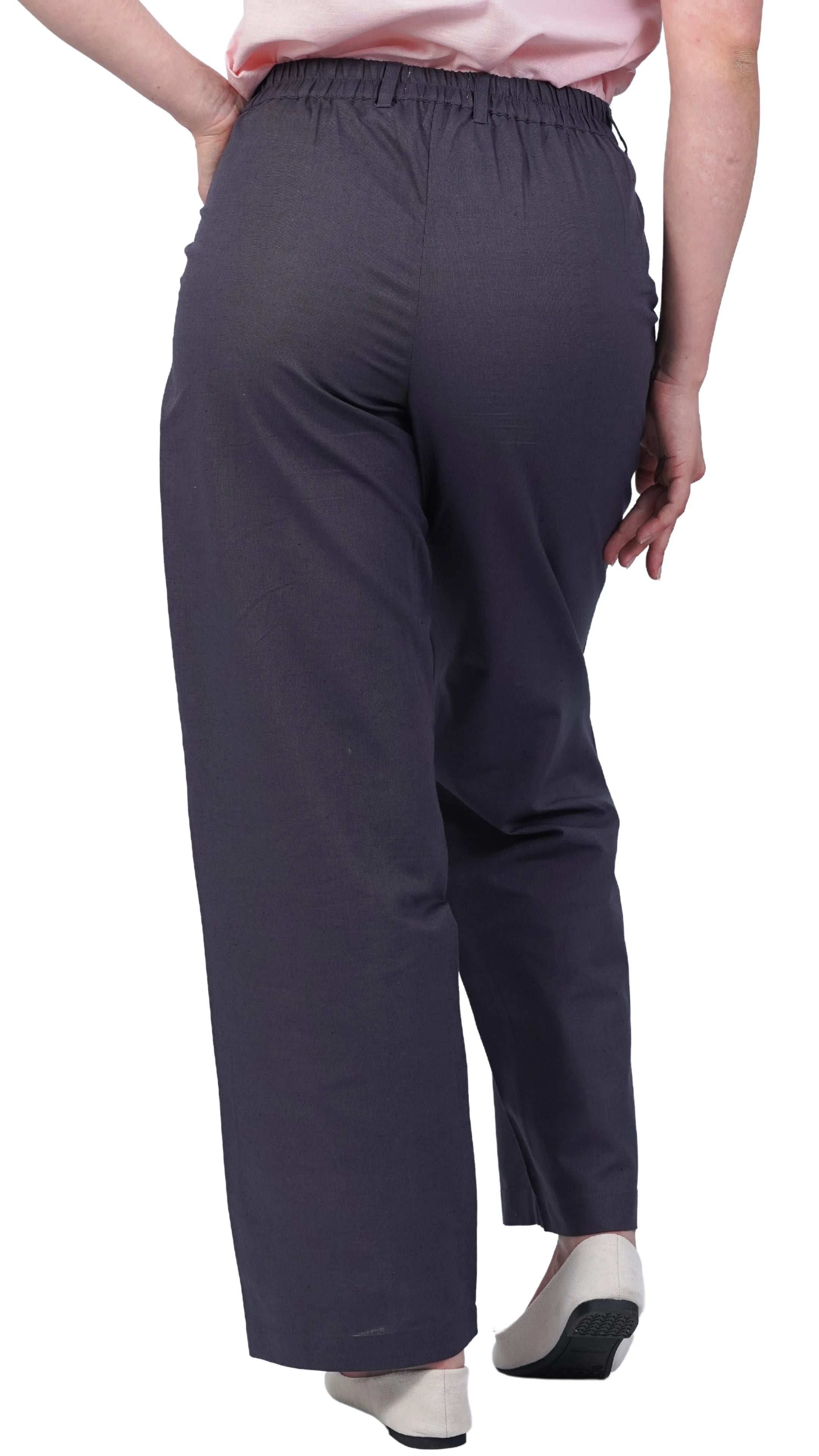 Embrace Tranquil Sophistication with Sustainability: Grey Serenity Cotton Linen Trousers - TrousersKaree