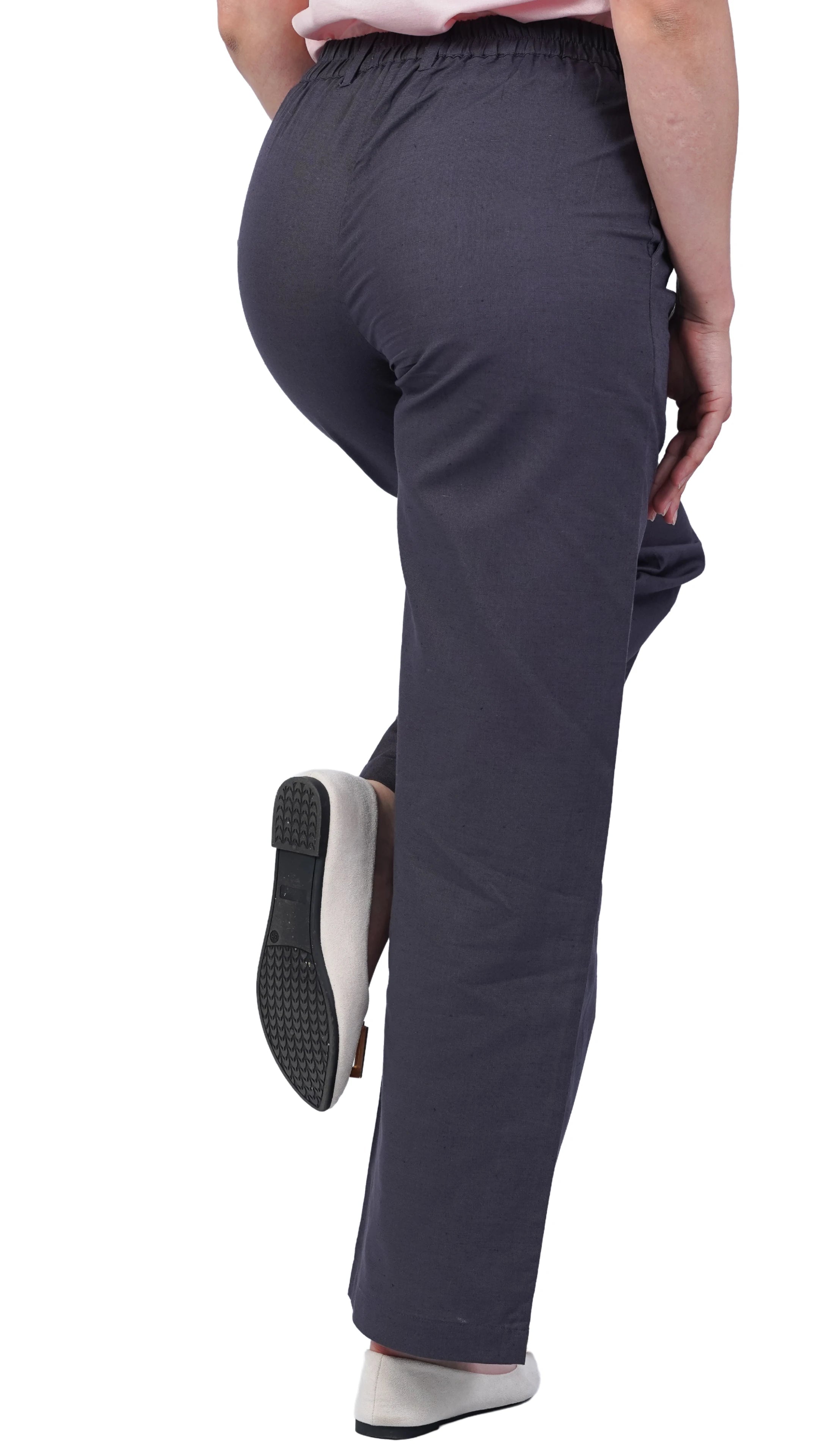 Embrace Tranquil Sophistication with Sustainability: Grey Serenity Cotton Linen Trousers - TrousersKaree