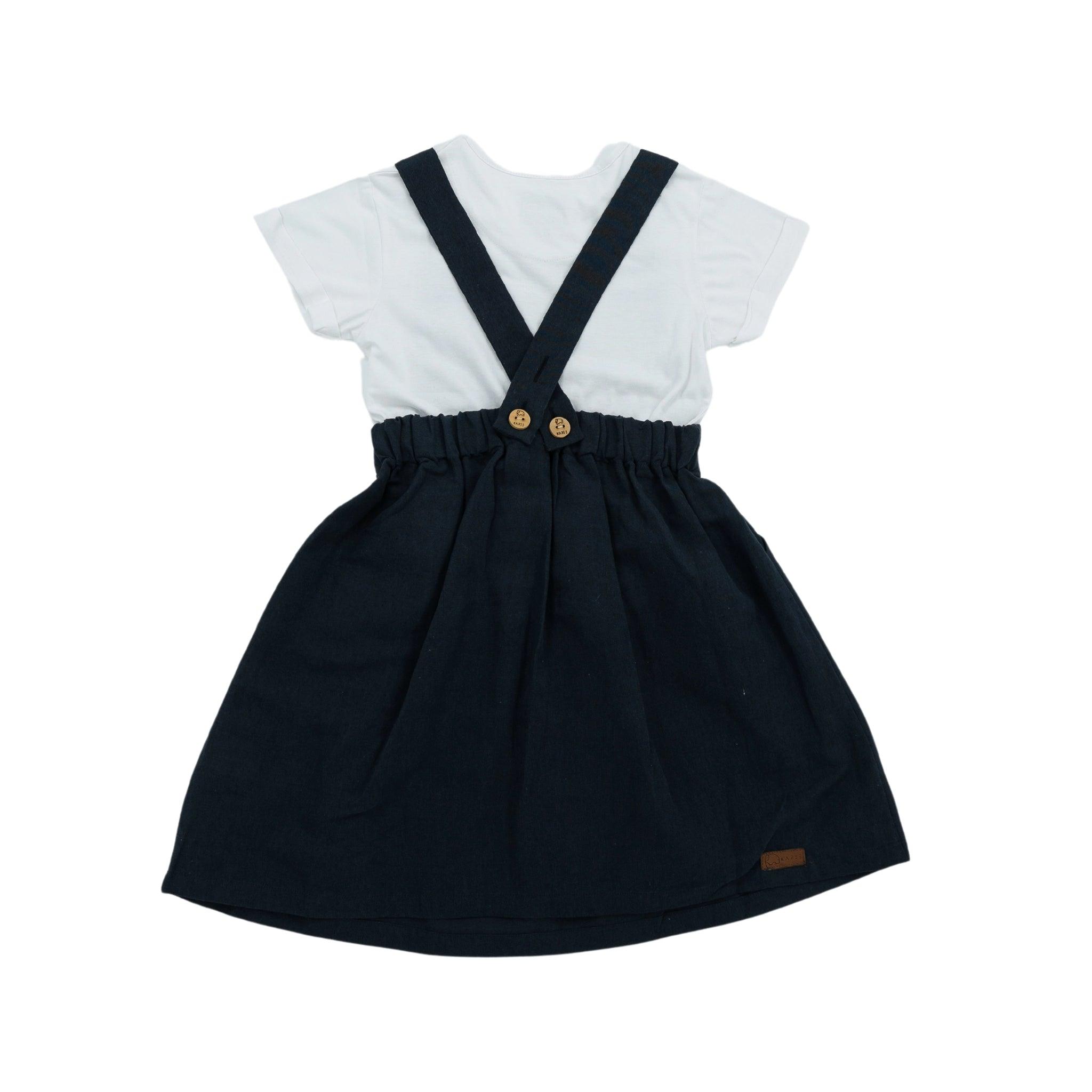 Girls' Elegant Ebony Linen Pinafore - DressKaree