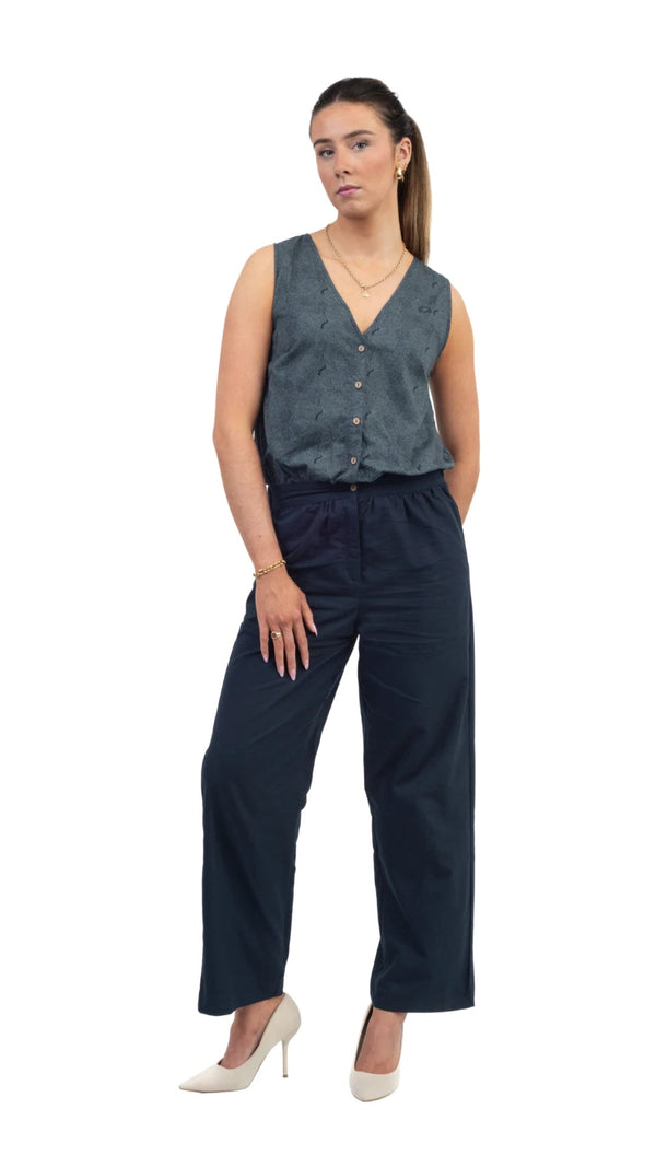 Prussian Blue Ajrakh Print Jumpsuit – Limited Edition | Sustainable Cotton UK