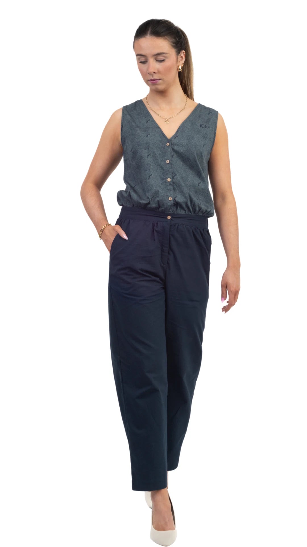 Limited Edition Prussian Blue Jumpsuit: Sustainable Women’s Fashion UK | Karee - JumpsuitsKaree
