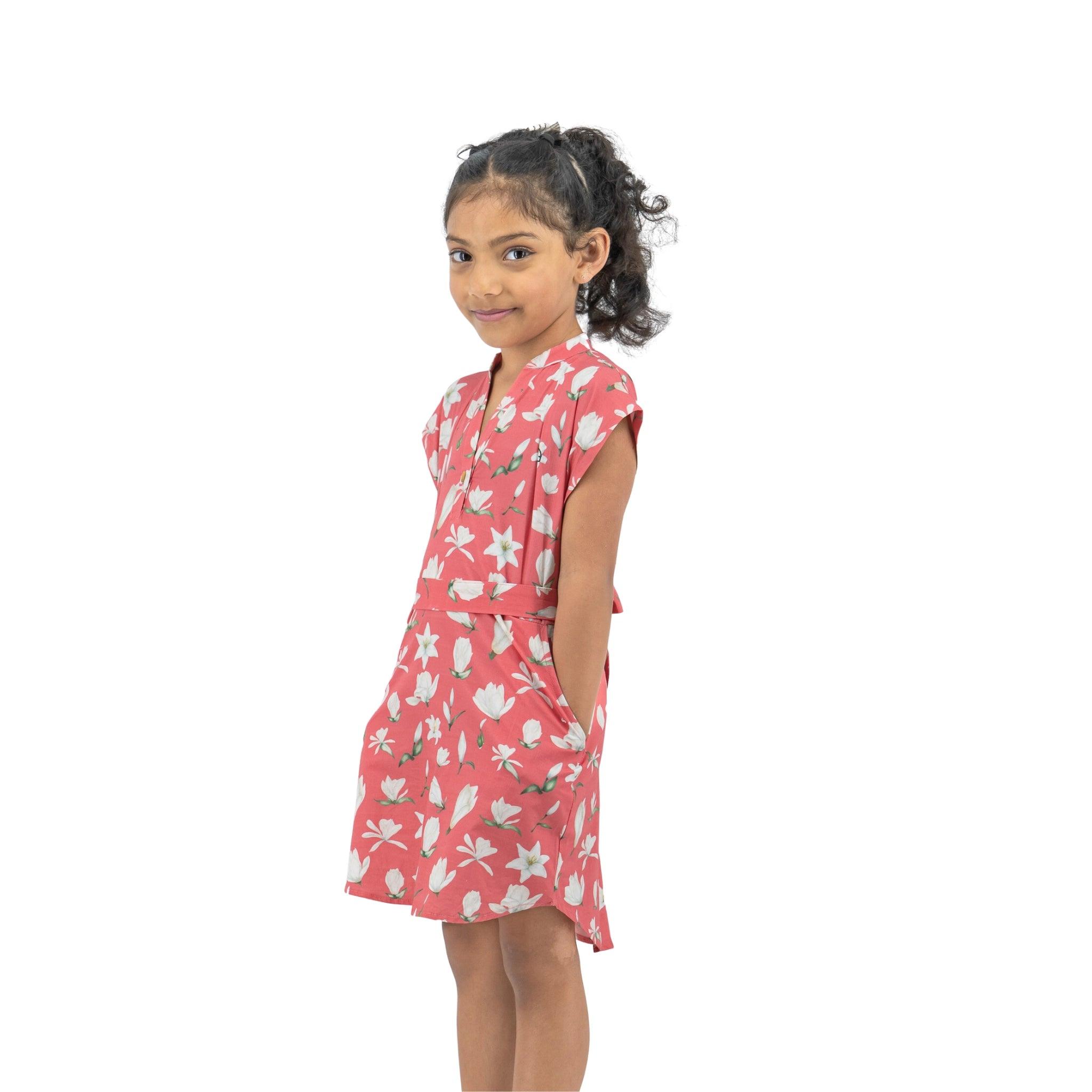 Mineral Red Shirt Dress for Girls - DressKaree