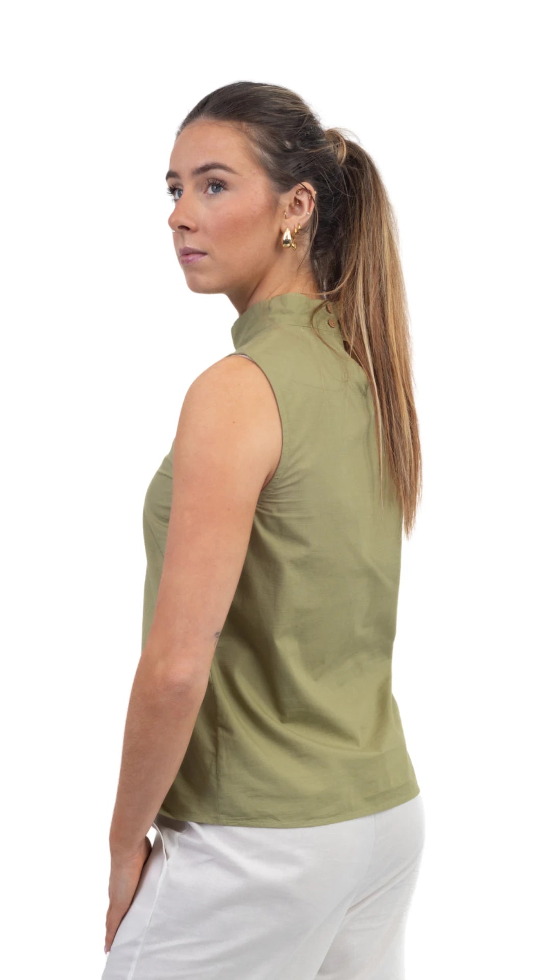 Pear Green Sleeveless Top For Women - TopsKaree