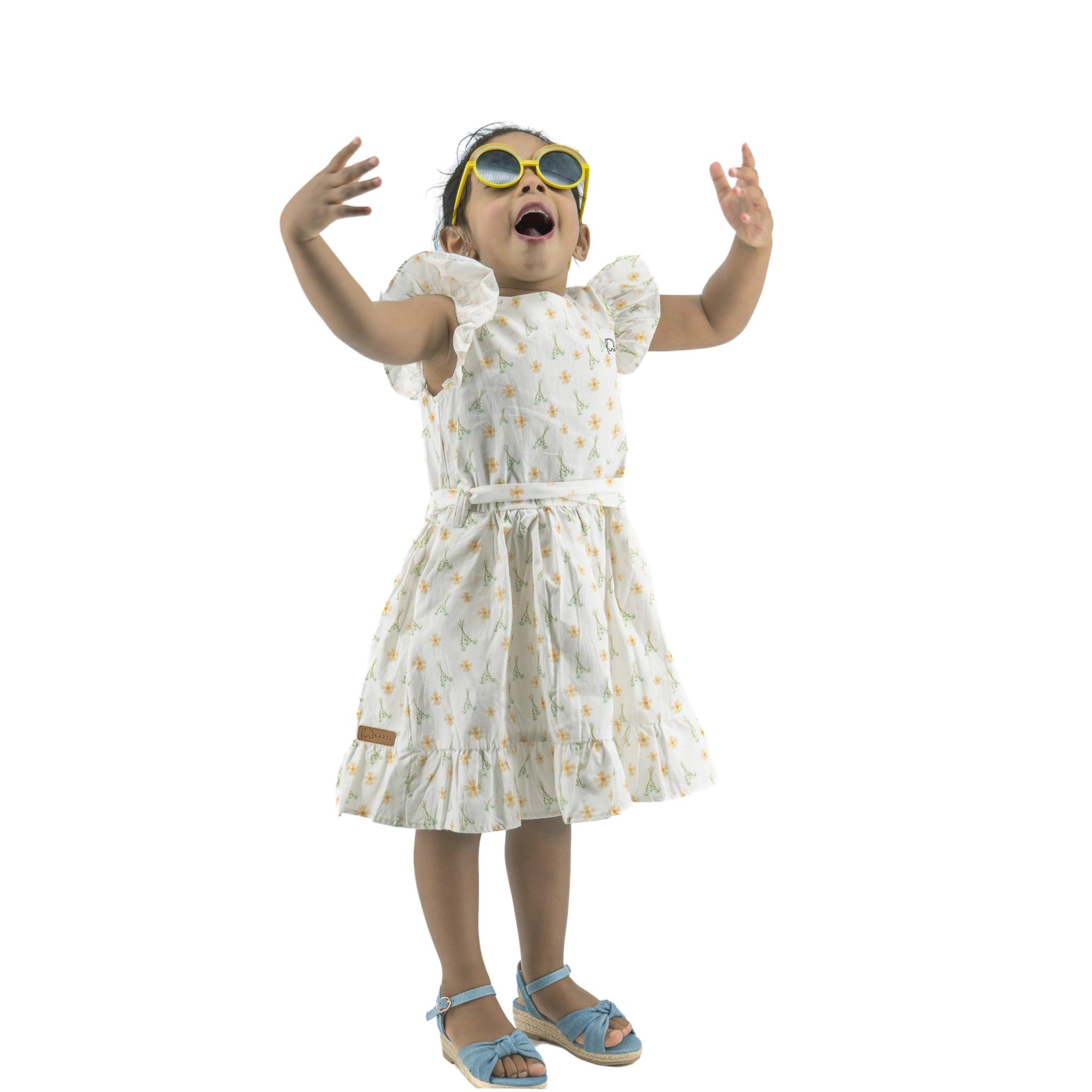 Petite Blossom Cotton Dress in Smoked Pearl - DressKaree