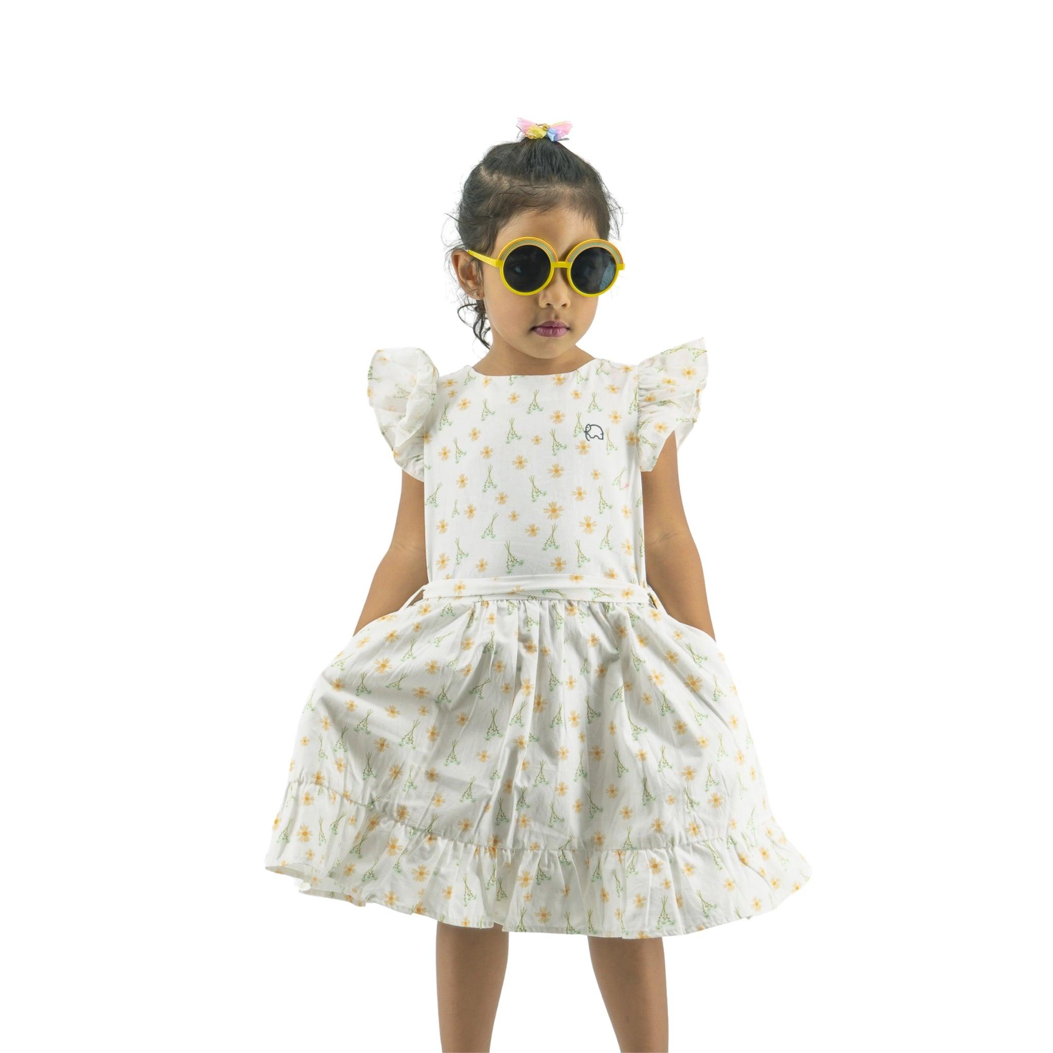 Petite Blossom Cotton Dress in Smoked Pearl - DressKaree