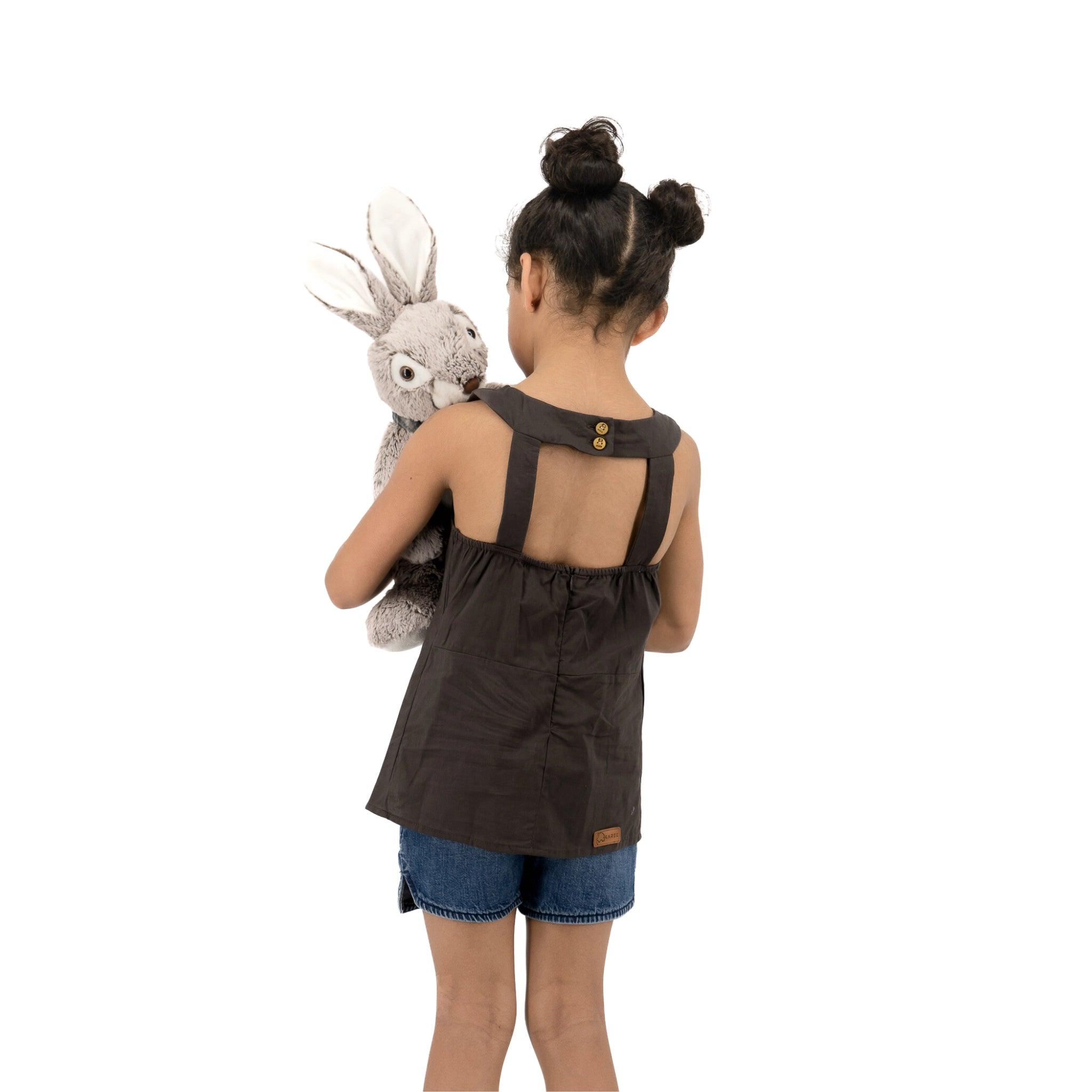 Plum Kitten Cotton Bib Neck Top for Kids - TopsKaree