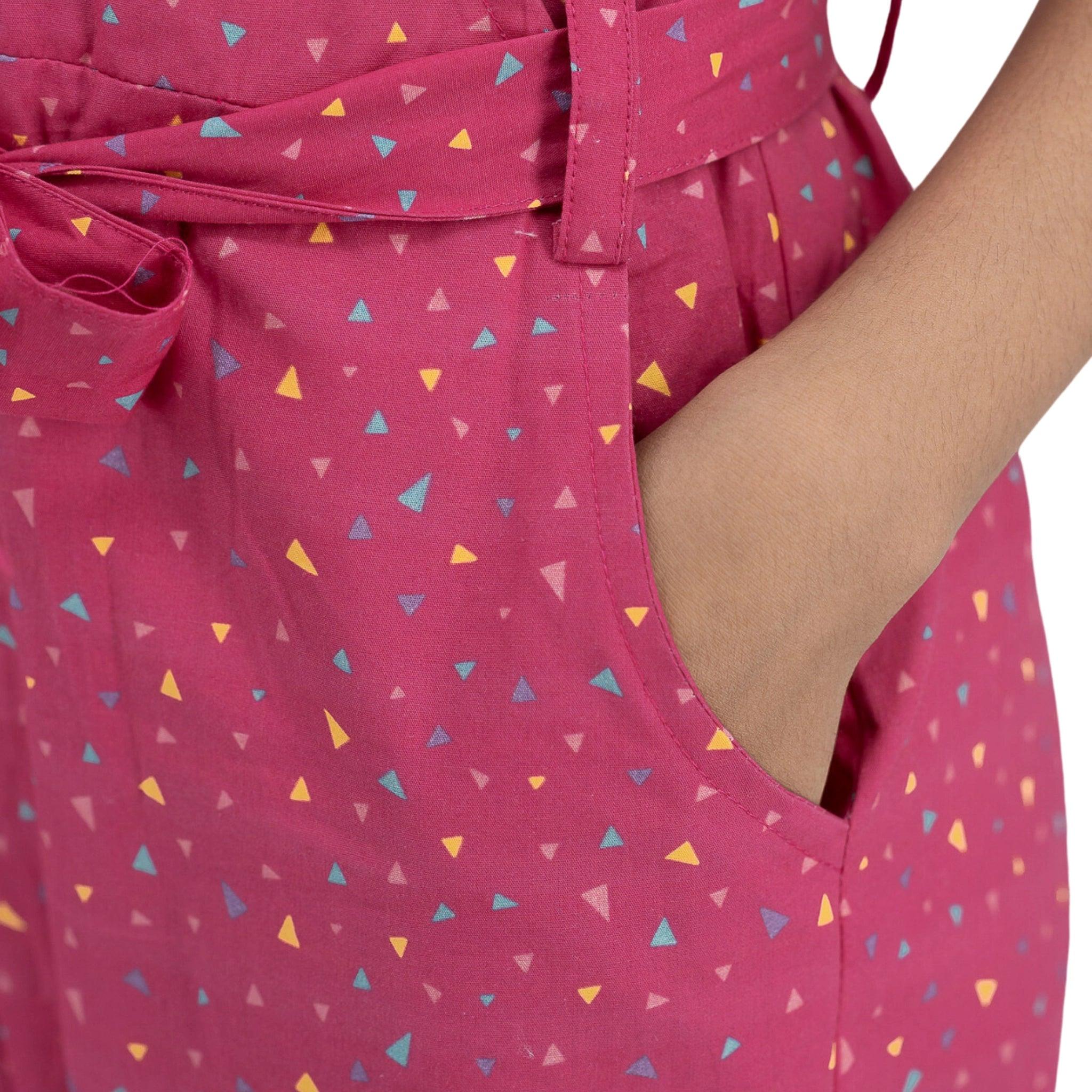 Red Rose Cotton Jumpsuit for Girls - JumpsuitsKaree