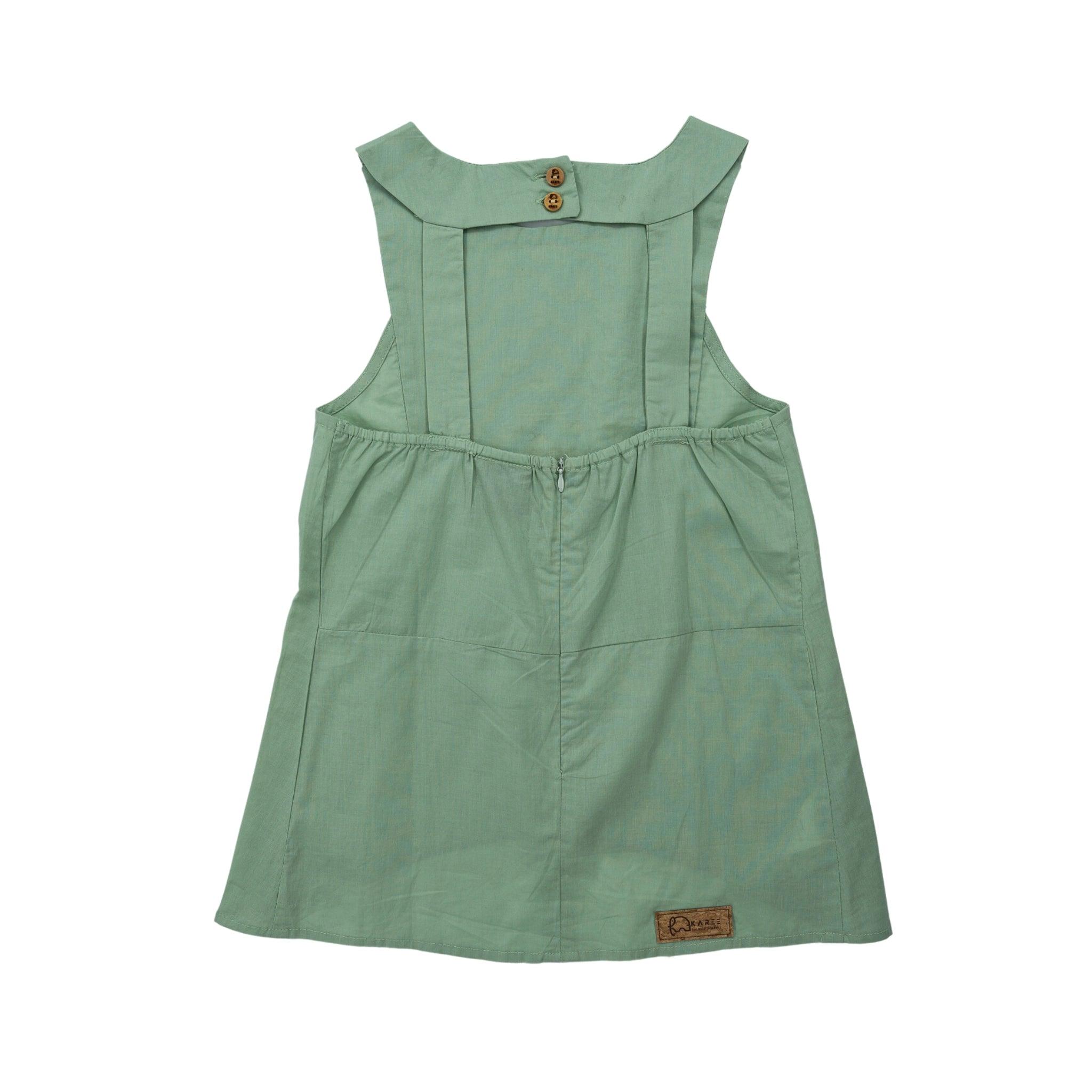Smoke Green Cotton Kids Top - TopsKaree