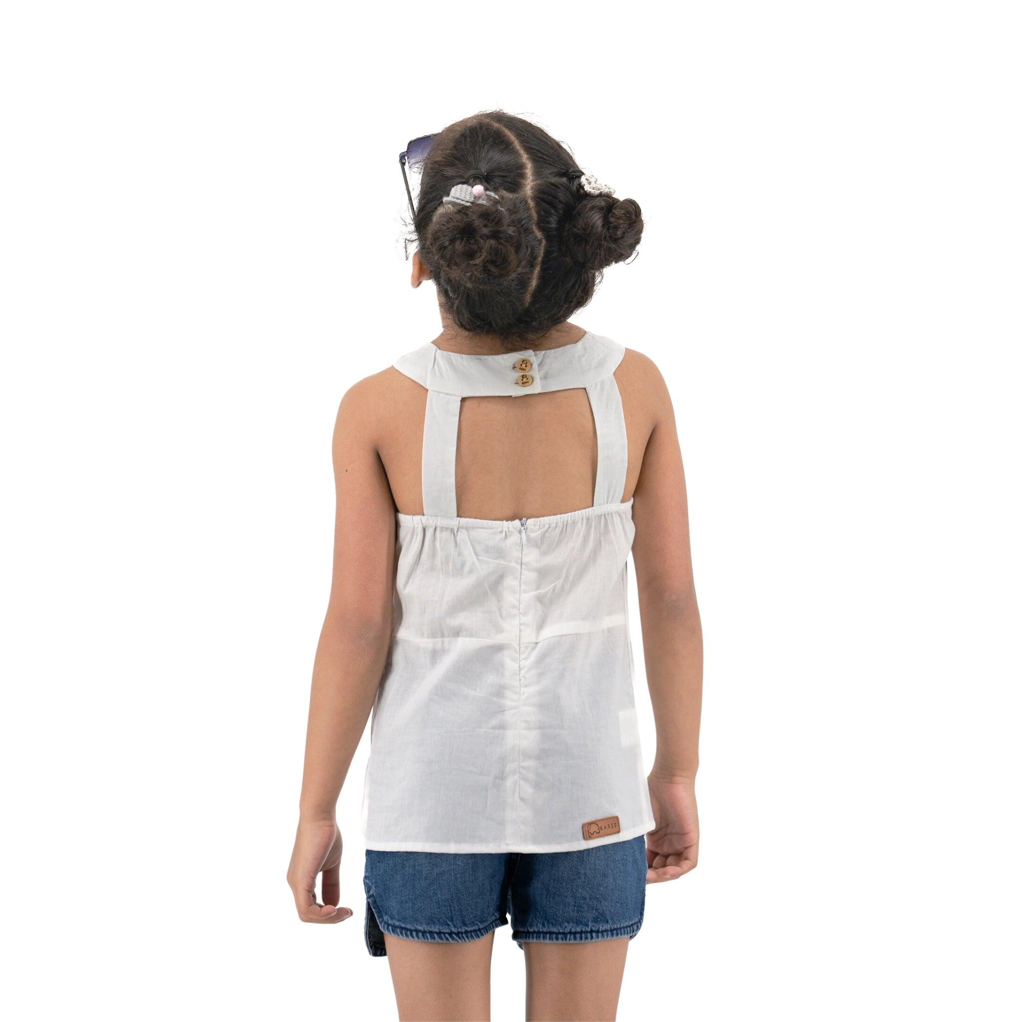 Stylish White Cotton Top for Girls - TopsKaree