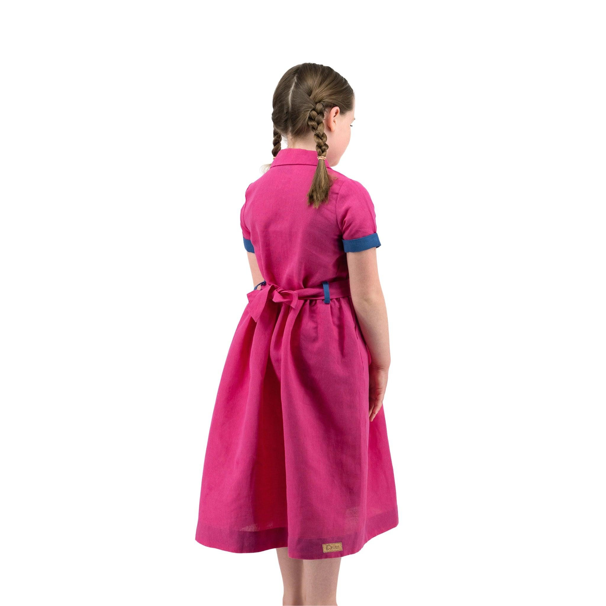 Sustainable Summer Fun: Eco - Friendly Fuchsia Linen Dress - DressKaree