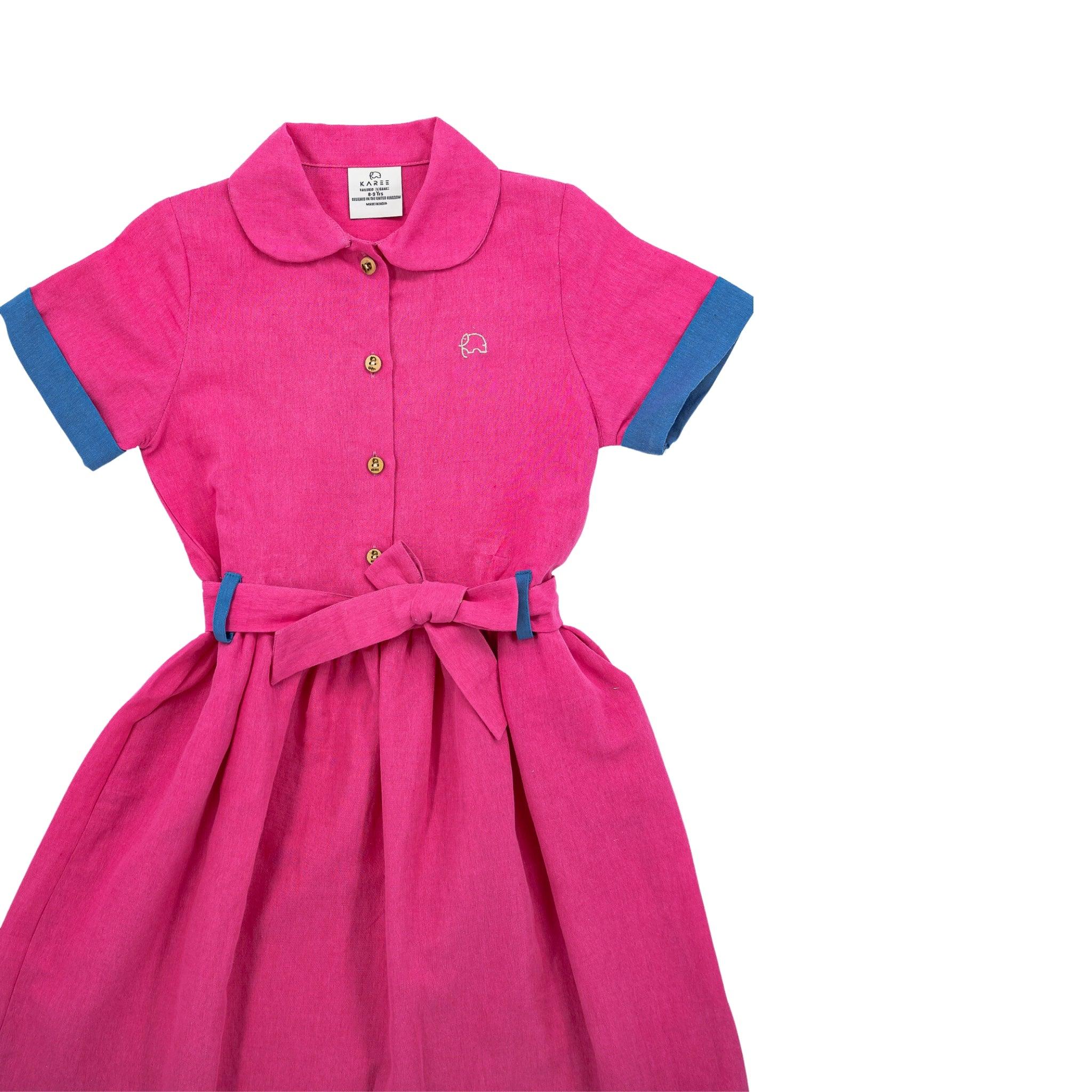 Sustainable Summer Fun: Eco - Friendly Fuchsia Linen Dress - DressKaree