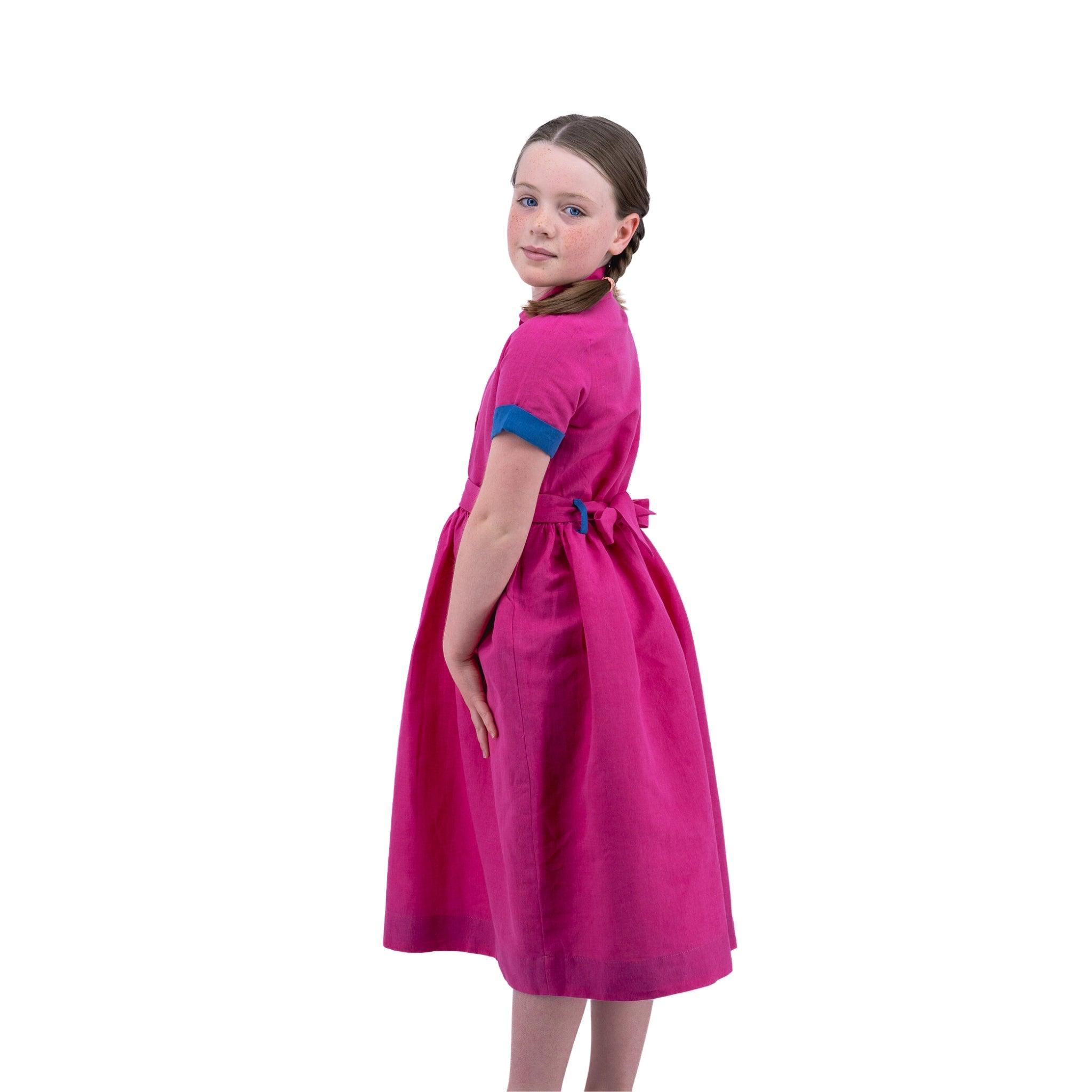 Sustainable Summer Fun: Eco - Friendly Fuchsia Linen Dress - DressKaree