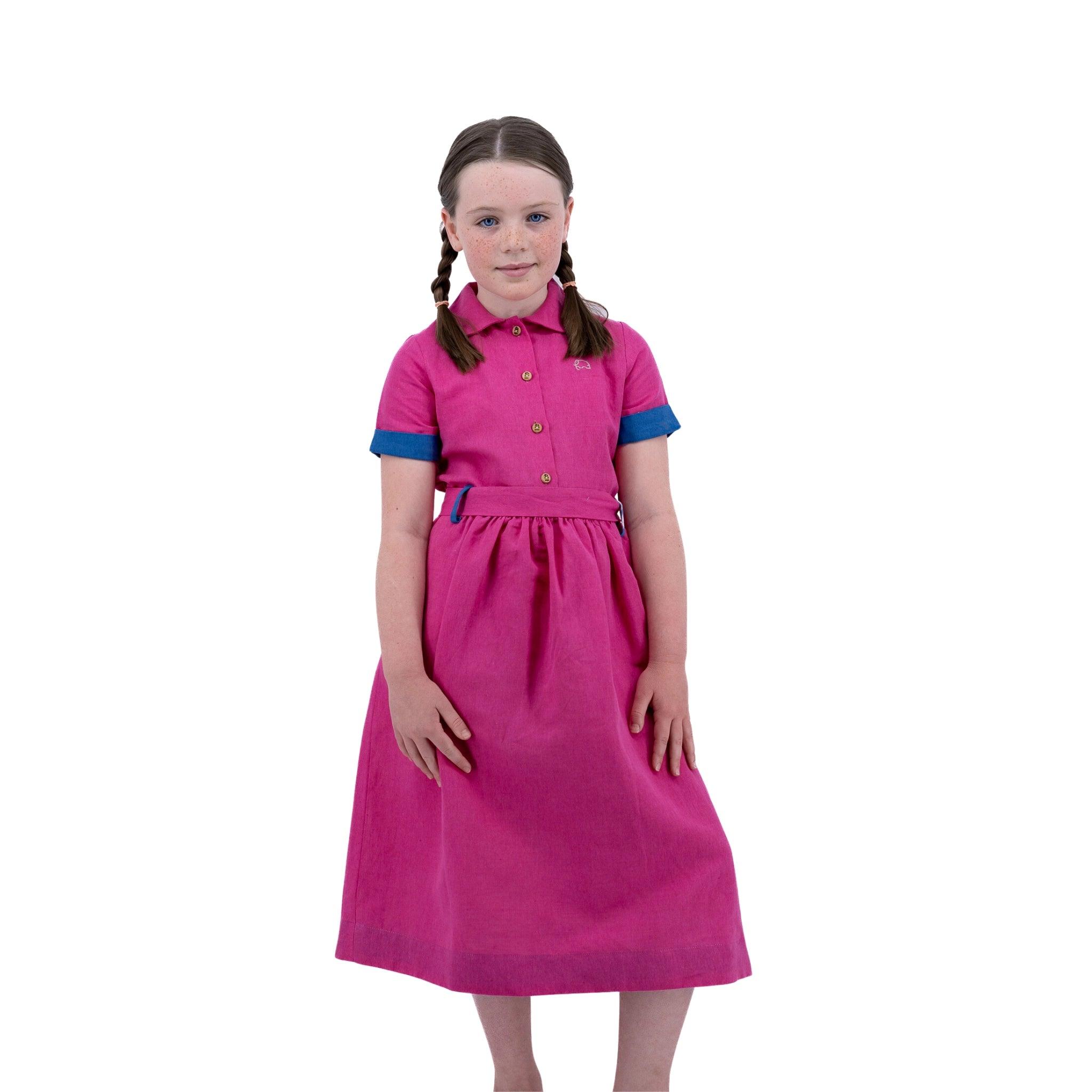 Sustainable Summer Fun: Eco - Friendly Fuchsia Linen Dress - DressKaree