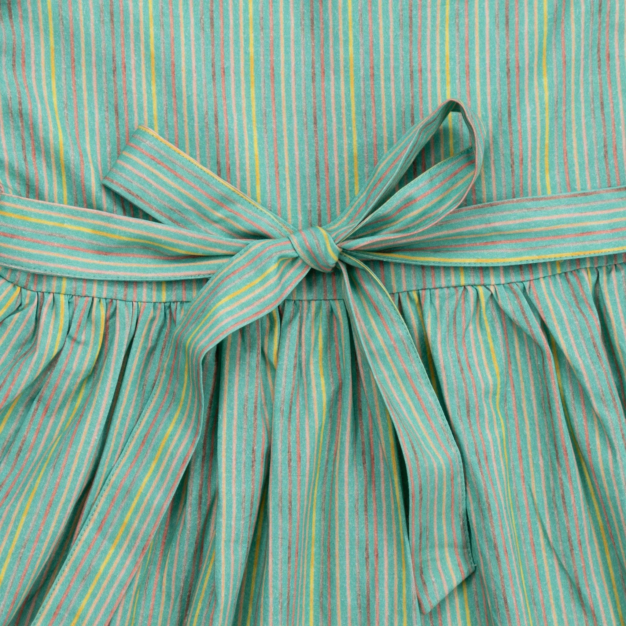 Sustainable Summer Fun: Eco - Friendly Green Stripe Dress - DressKaree