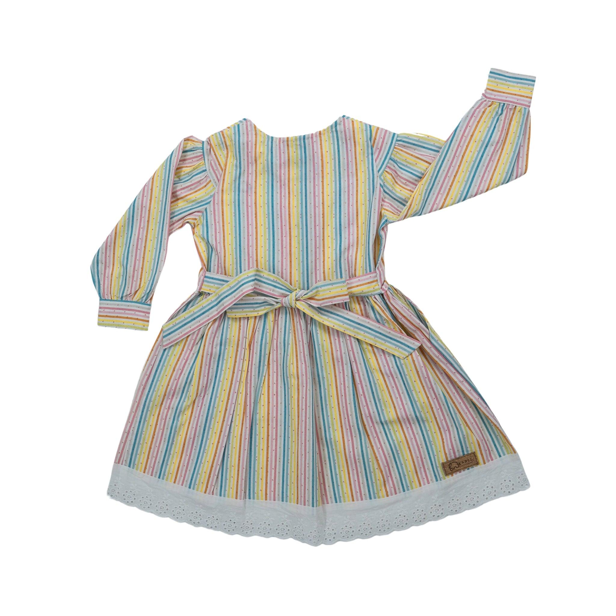 Sustainable Summer Fun: Eco - Friendly Striped Dress with Puff Sleeves - DressKaree