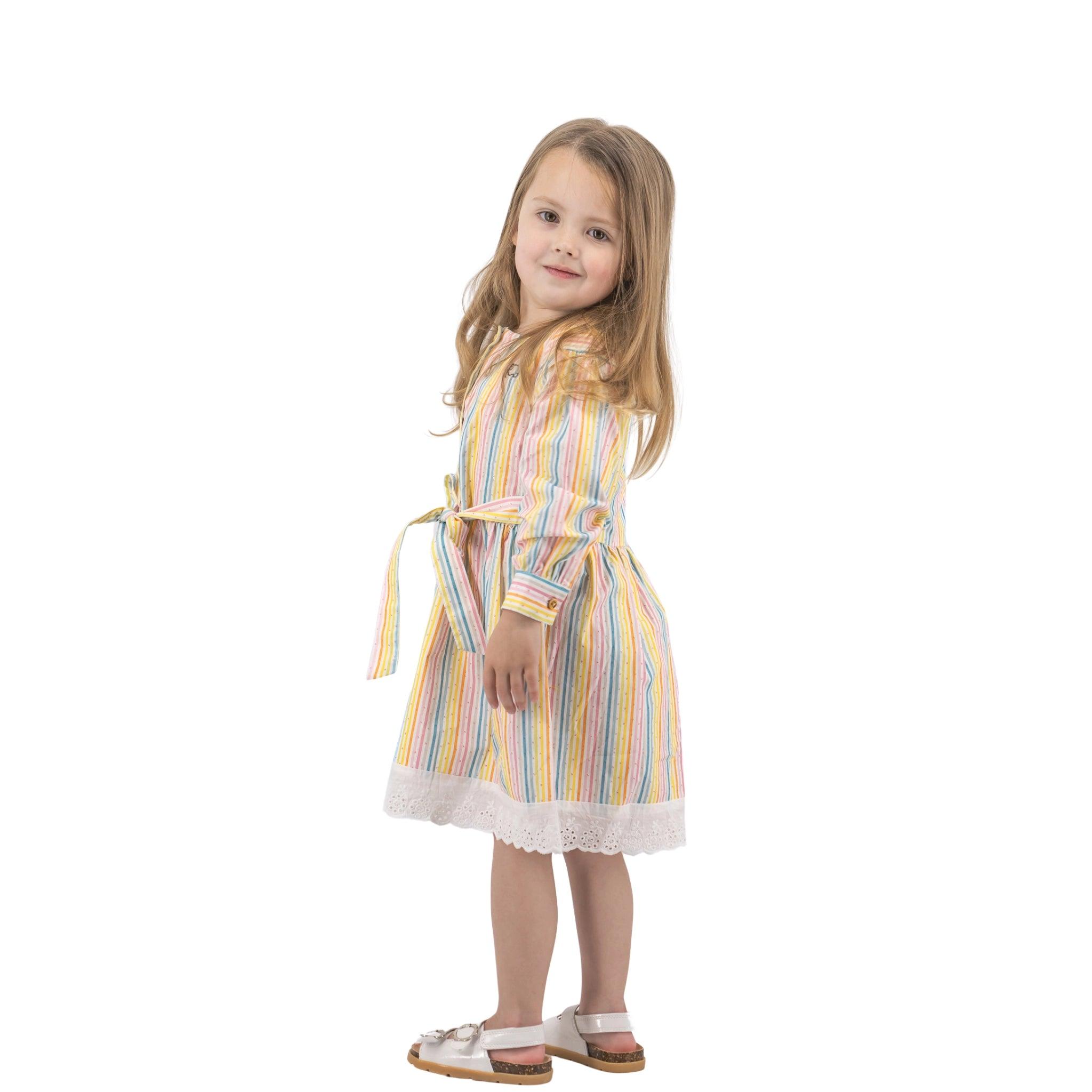 Sustainable Summer Fun: Eco - Friendly Striped Dress with Puff Sleeves - DressKaree