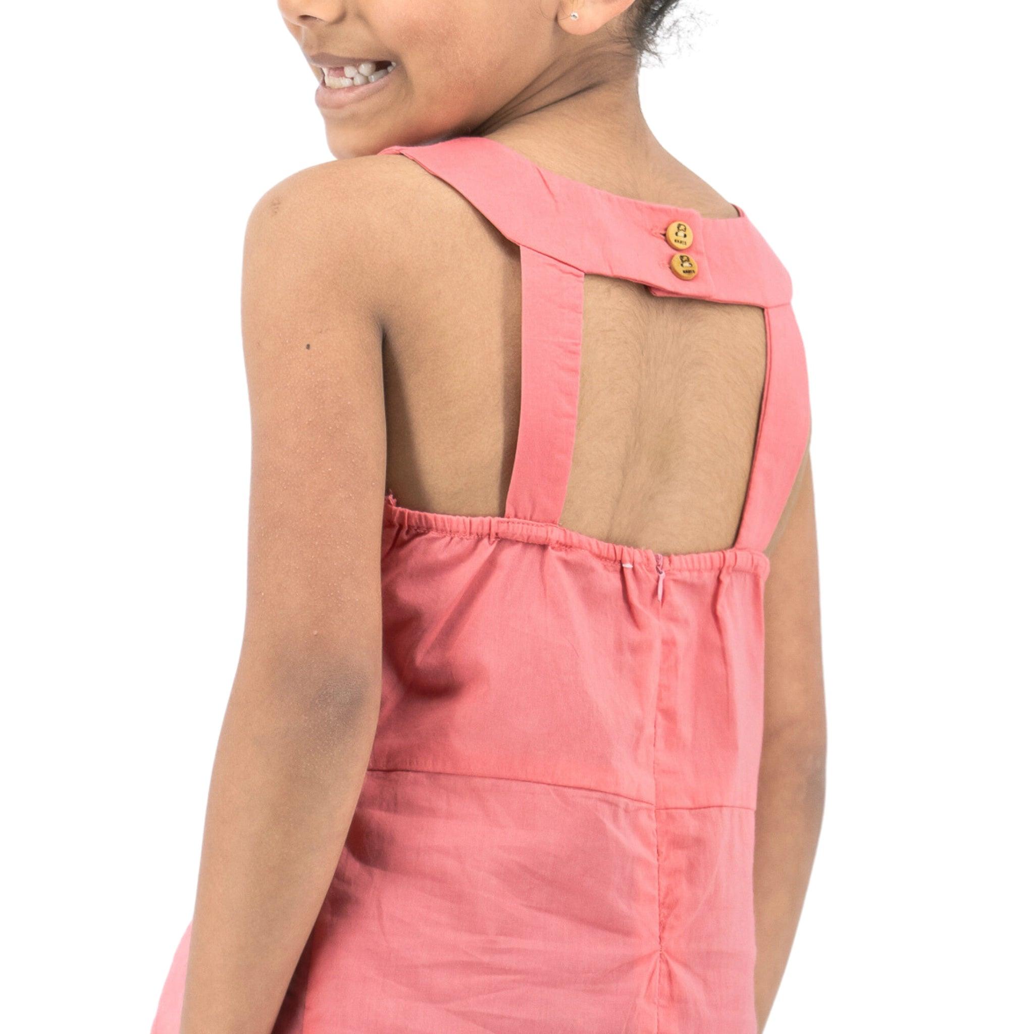 Tea Rose Cotton Bib Neck Top for kids - TopsKaree