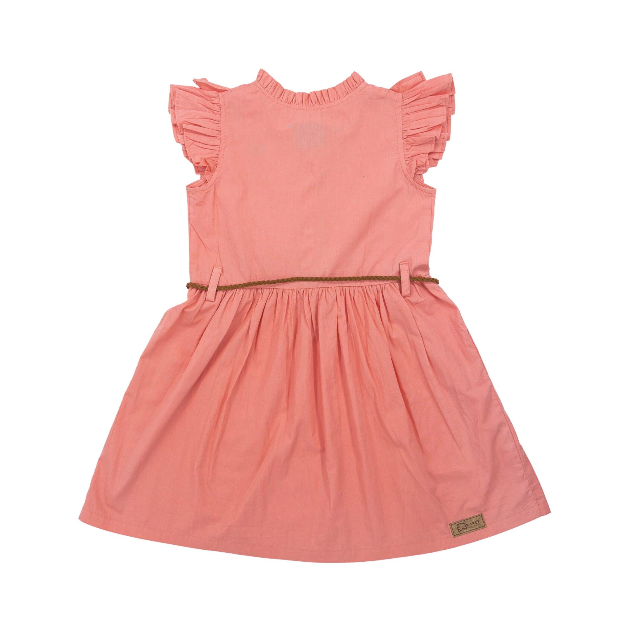 Versatile Peach & Cream Cotton Dress - DressKaree