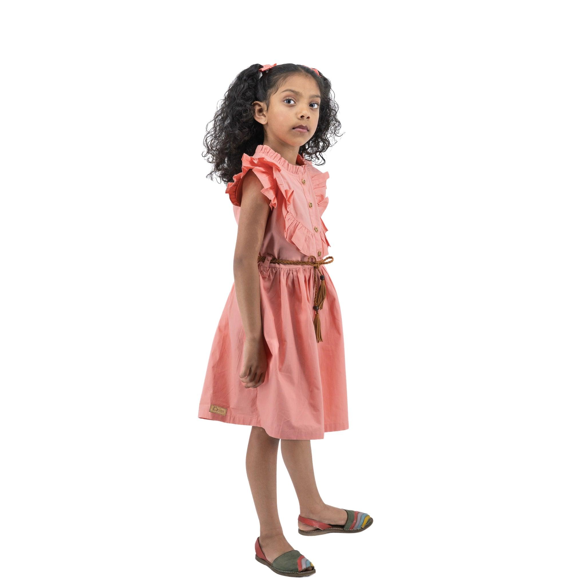 Versatile Peach & Cream Cotton Dress - DressKaree