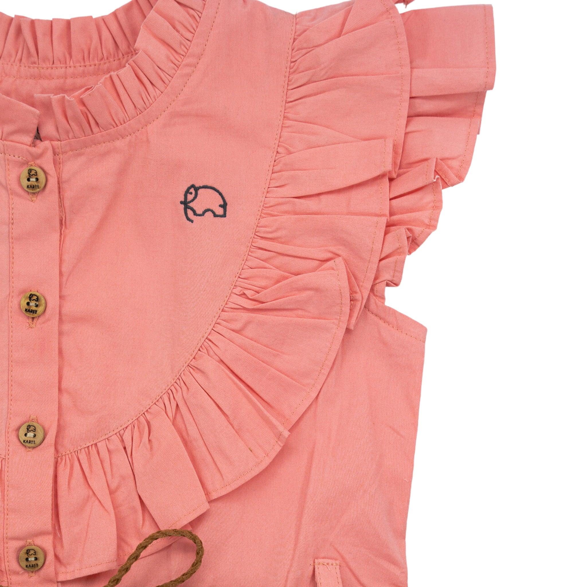 Versatile Peach & Cream Cotton Dress - DressKaree