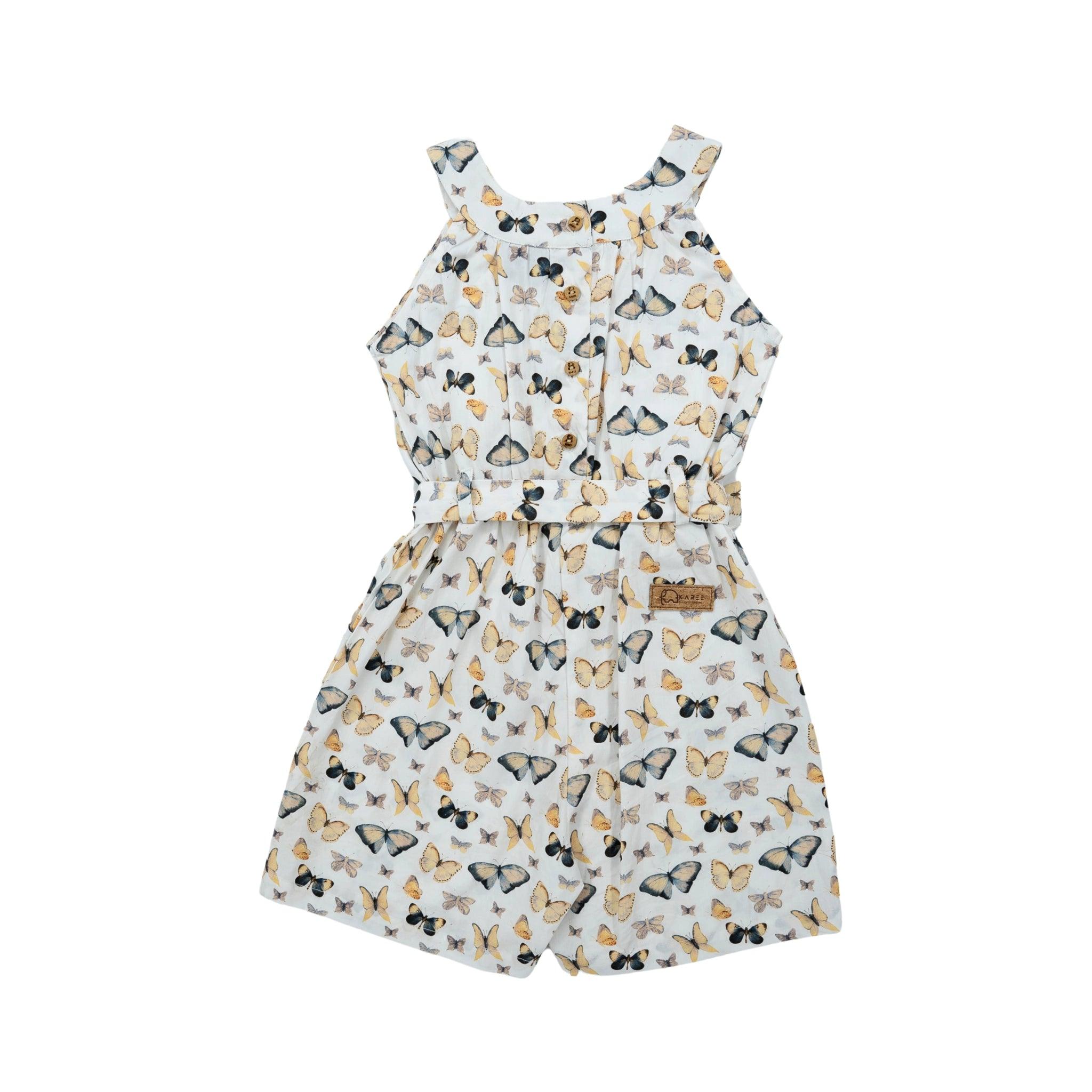 White Cotton Play Suit for Girls - JumpsuitsKaree