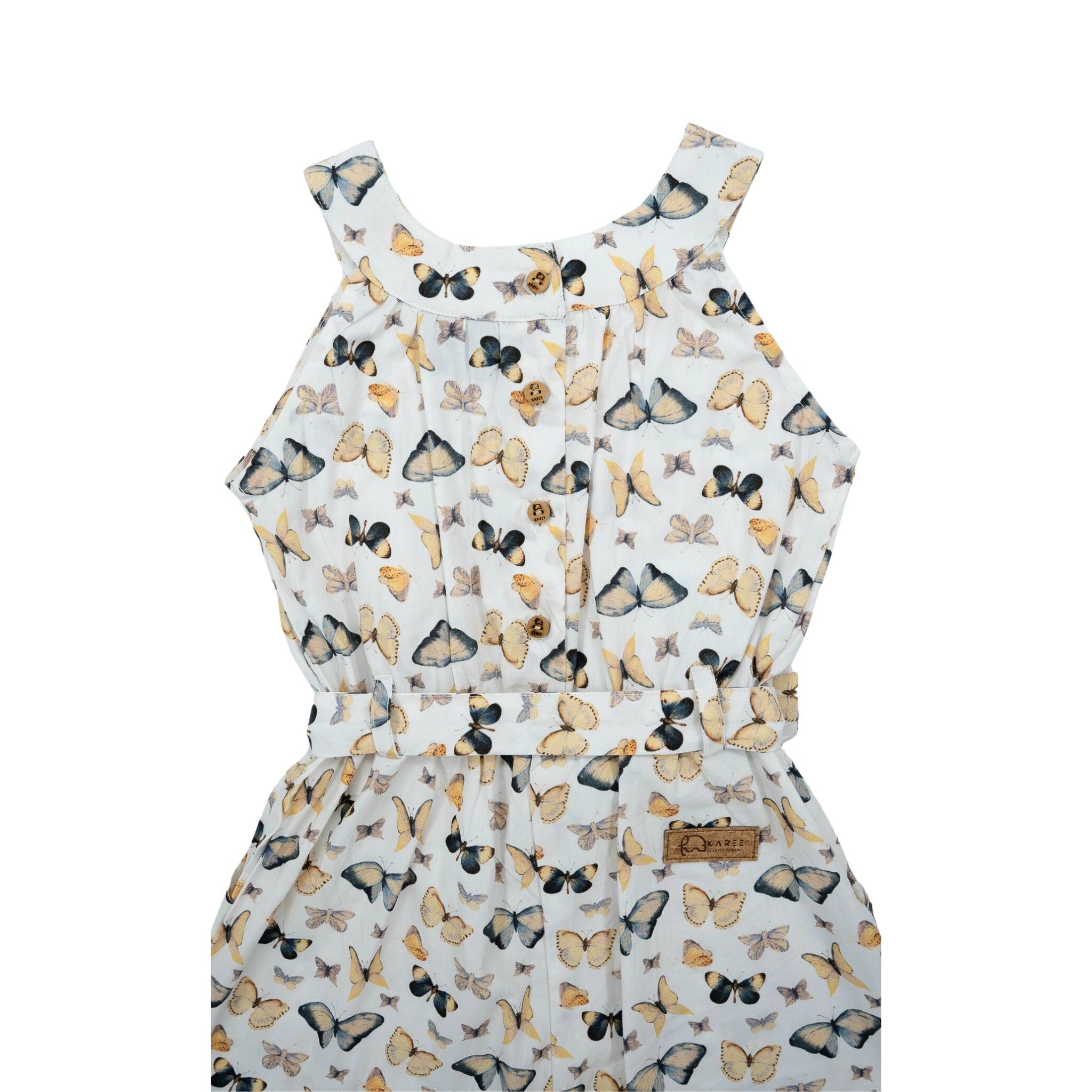 White Cotton Play Suit for Girls - JumpsuitsKaree