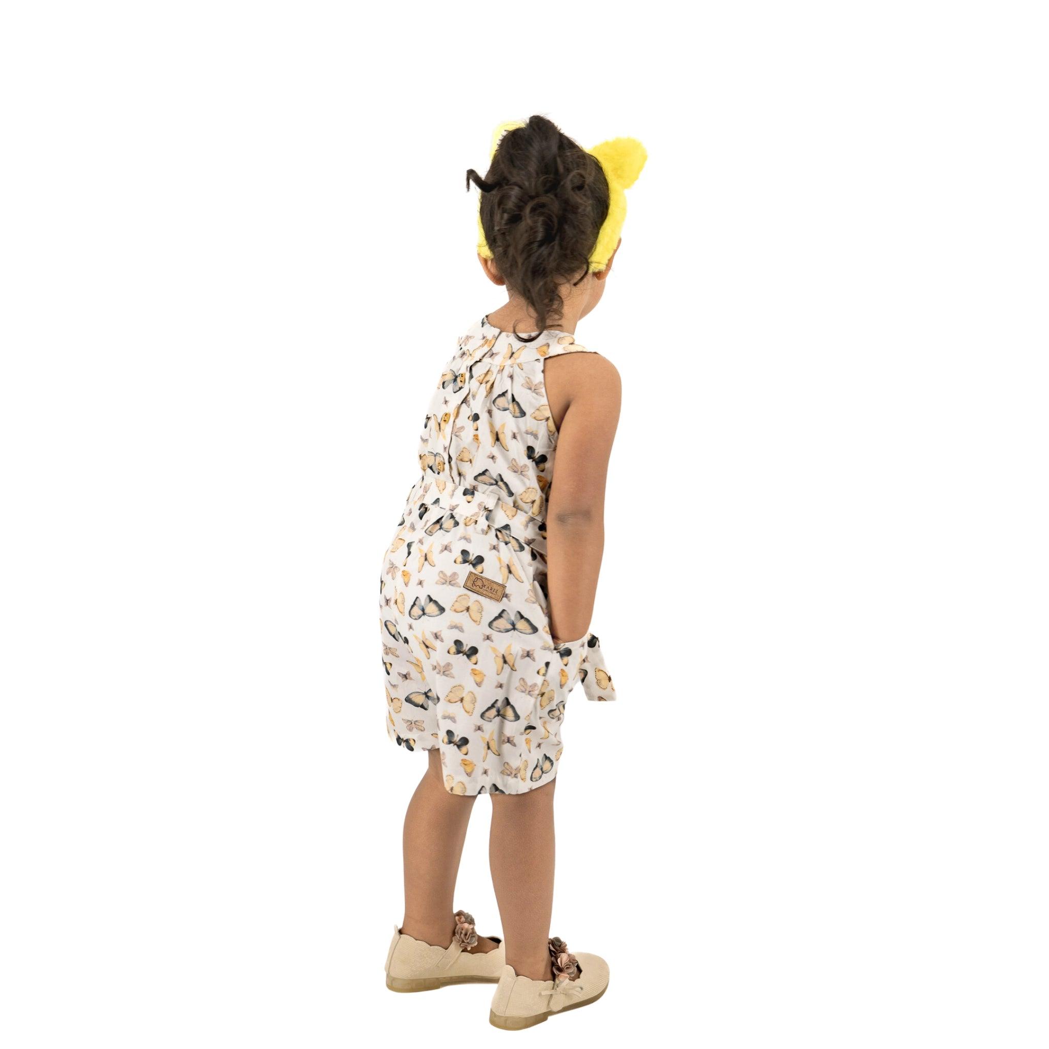 White Cotton Play Suit for Girls - JumpsuitsKaree