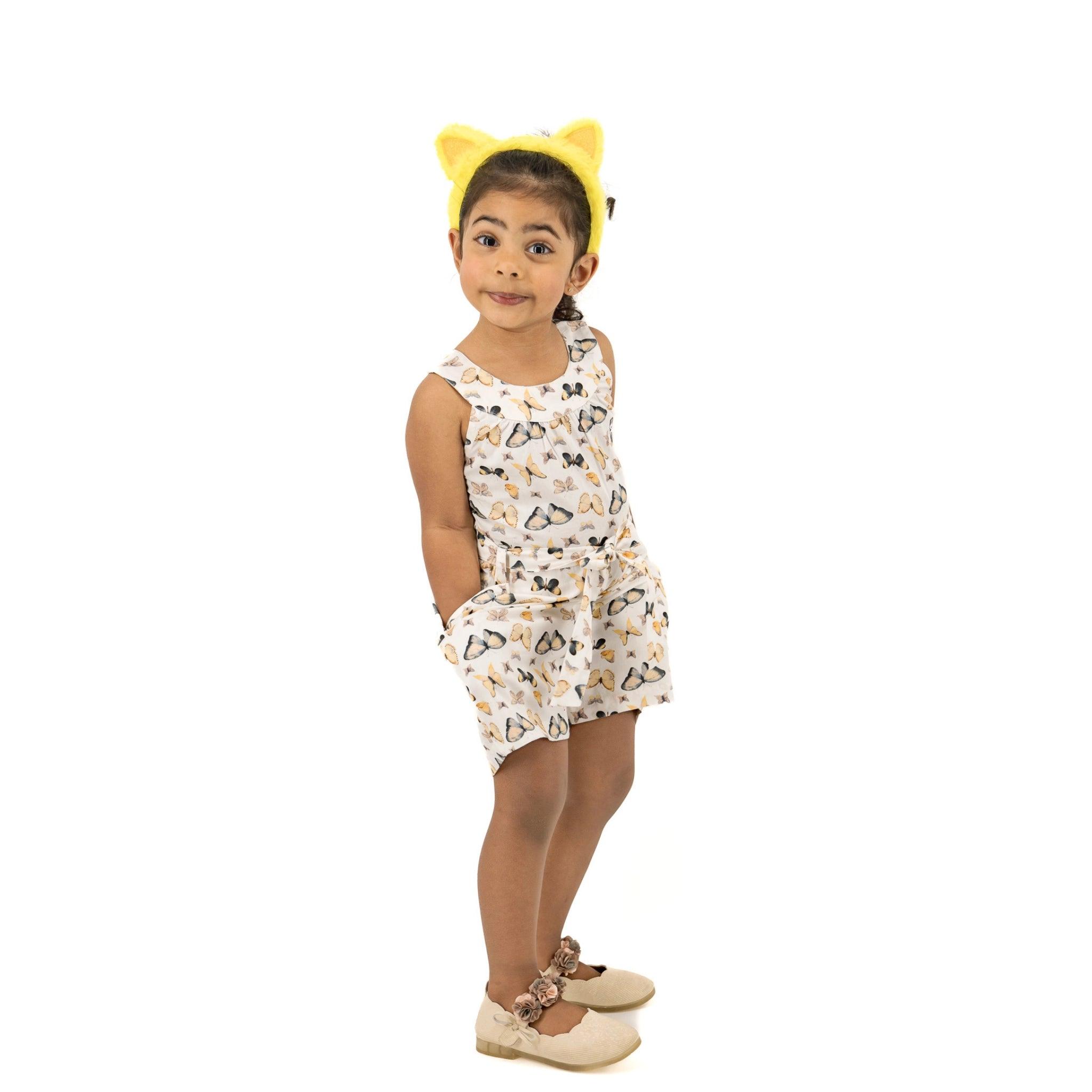 White Cotton Play Suit for Girls - JumpsuitsKaree