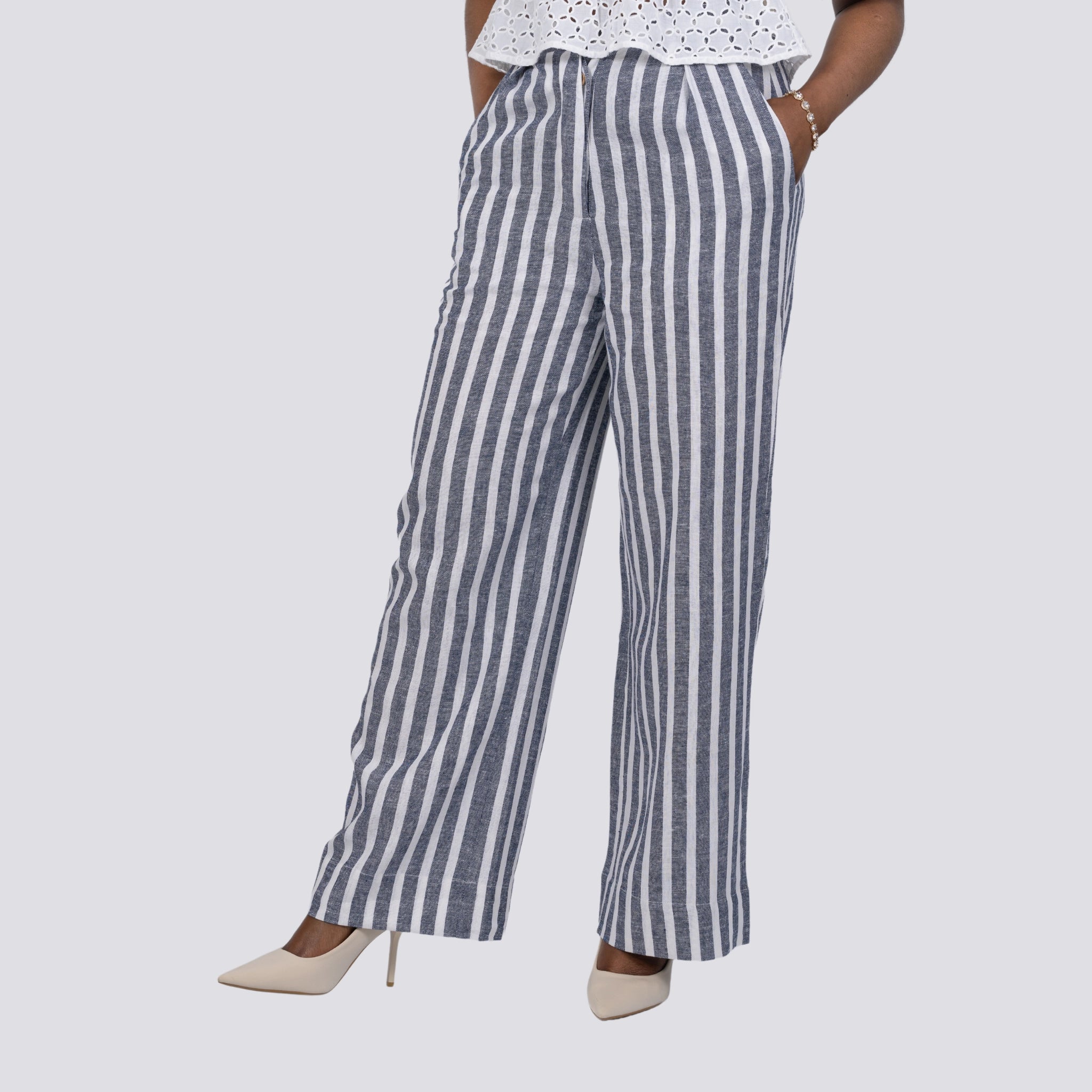 Monochrome Chic Linen Trousers