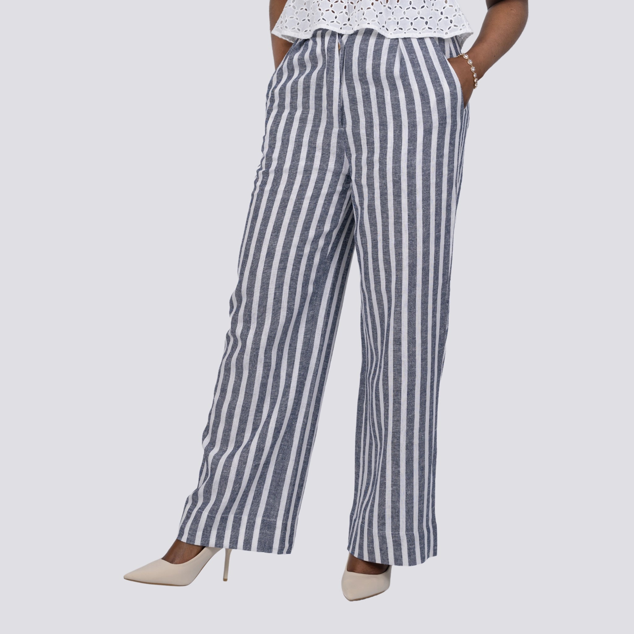 Monochrome Chic Linen Trousers
