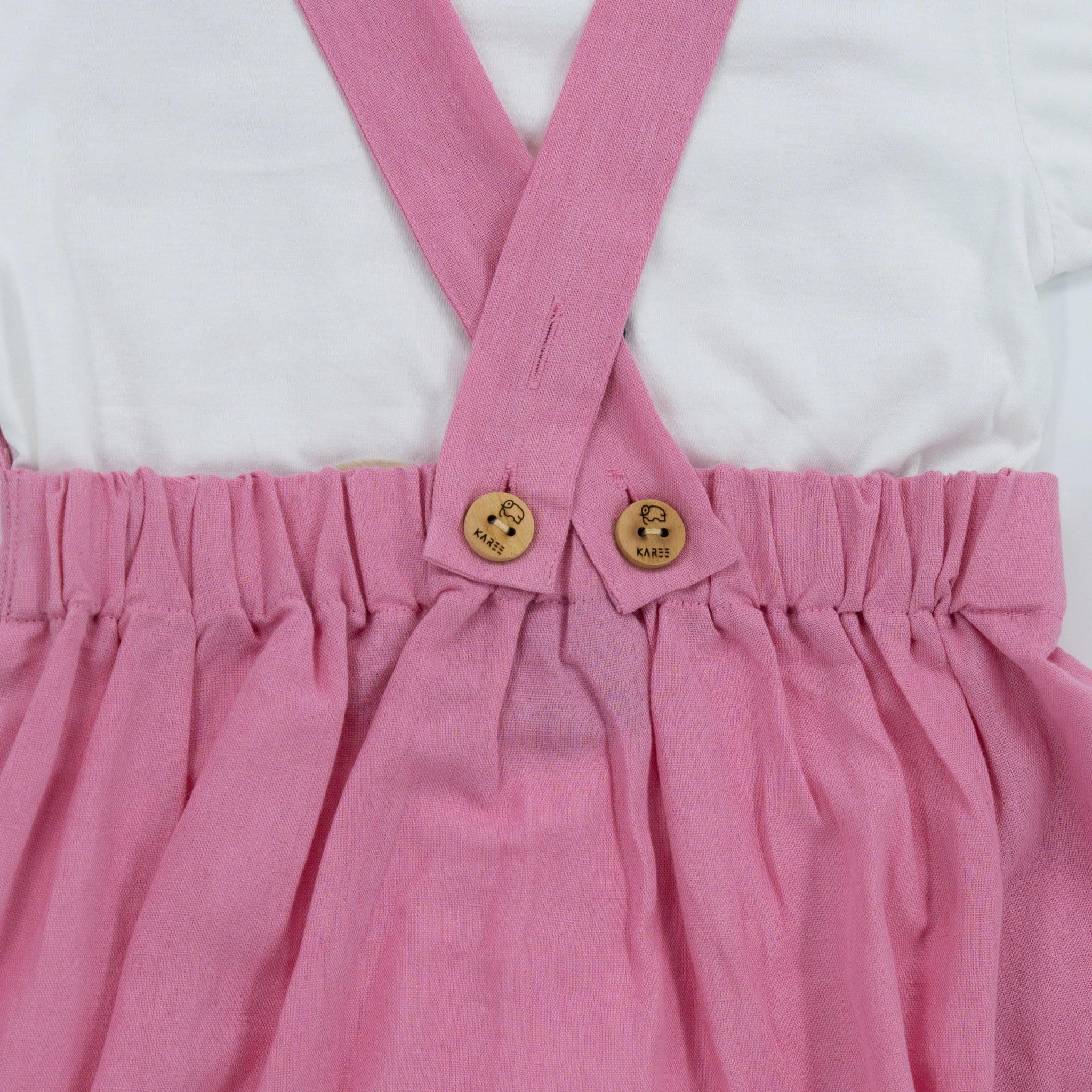 Soft Pink Linen Pinafore for Girls