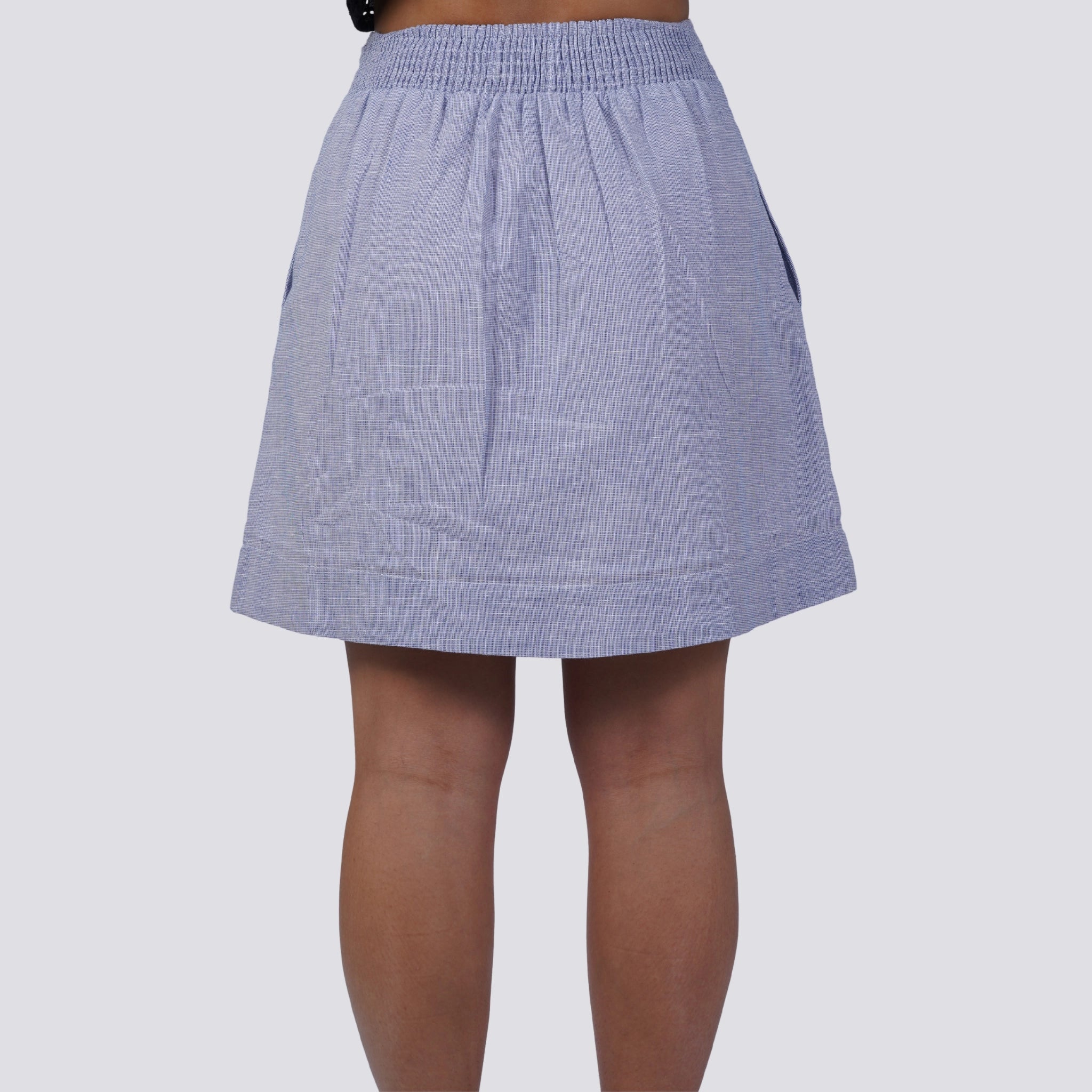 Light Blue Print Linen Skirt